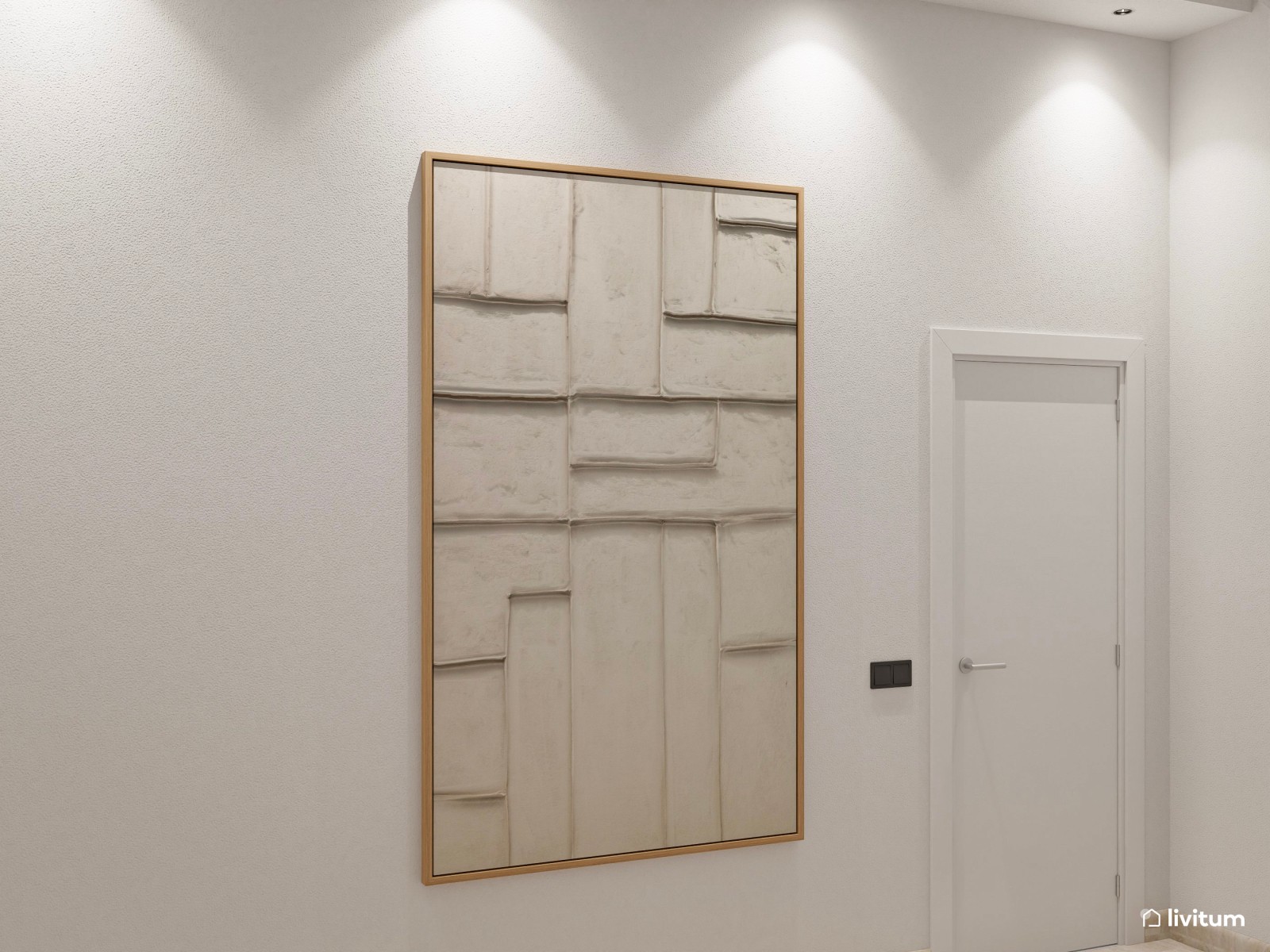 Recibidor acogedor de estilo minimalista situado entre escaleras