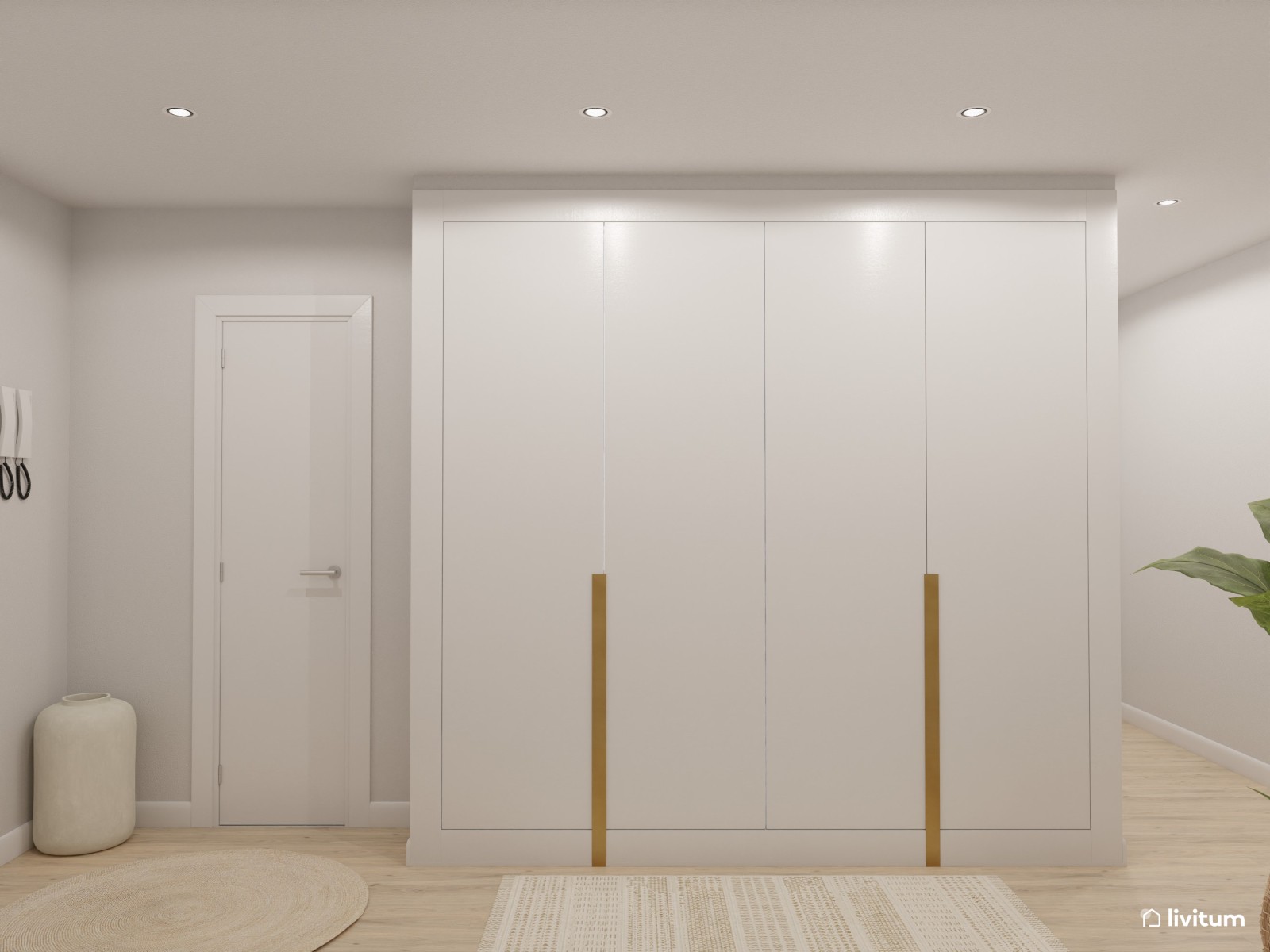 Recibidor con encanto decorado con fibras naturales y espejos 