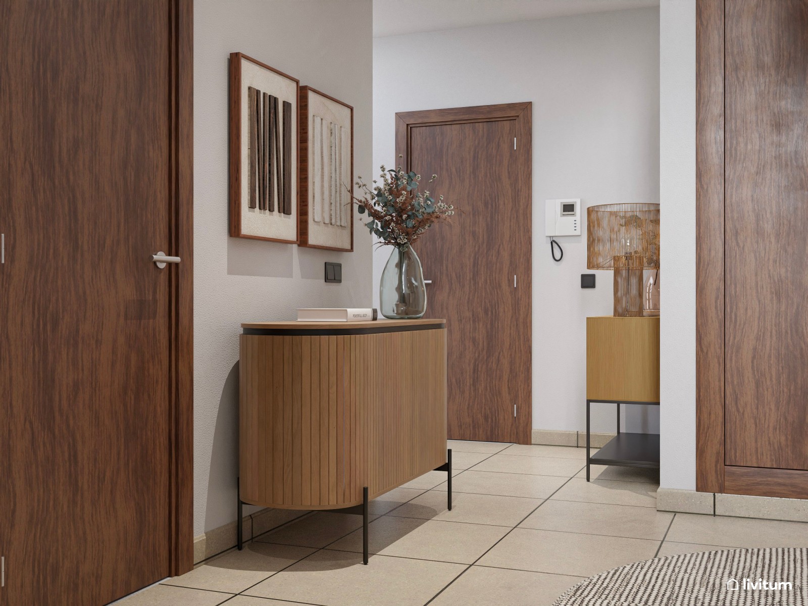 Recibidor grande en madera con muchos detalles que sorprenden