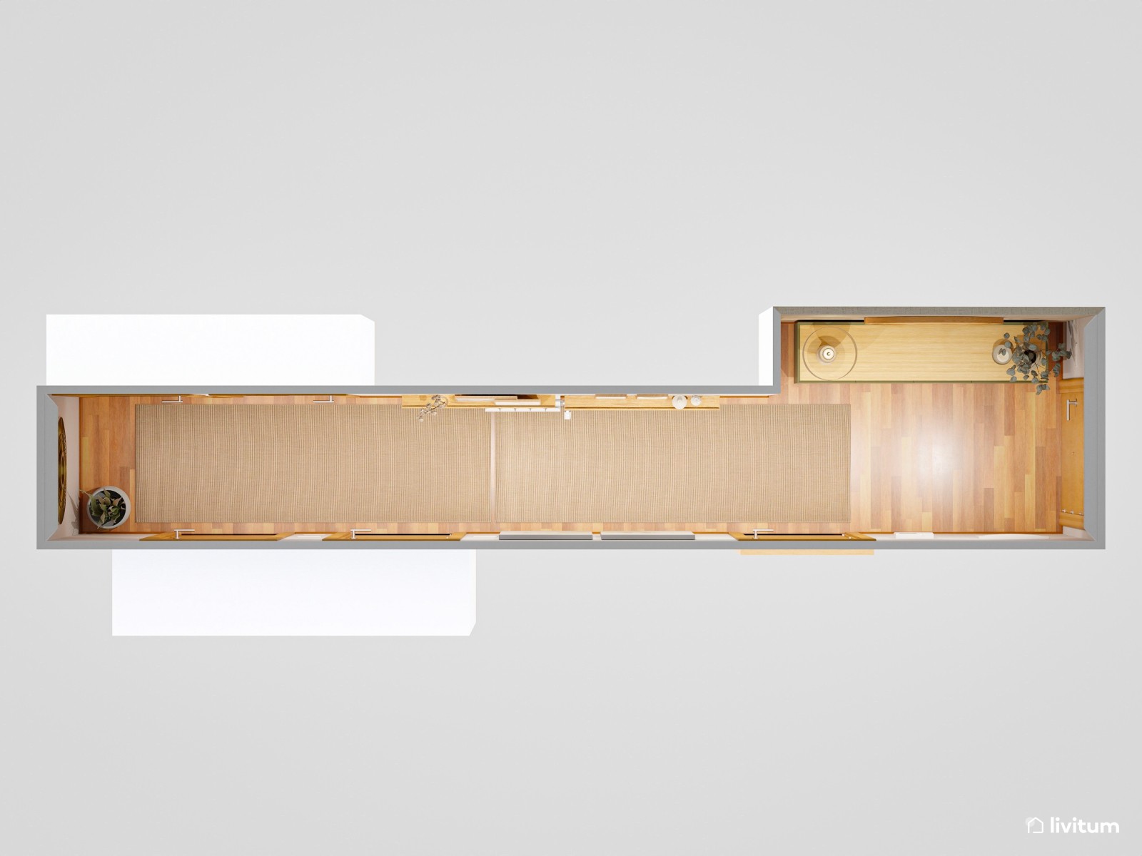 Recibidor moderno en tonos tierra y elegante mueble verde