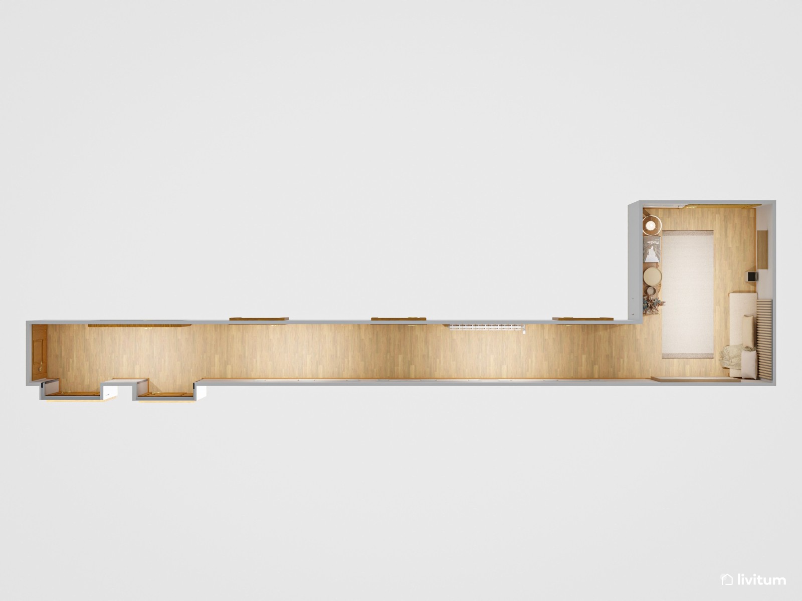 Recibidor y pasillo clásico y elegante con molduras y cuadros delicados