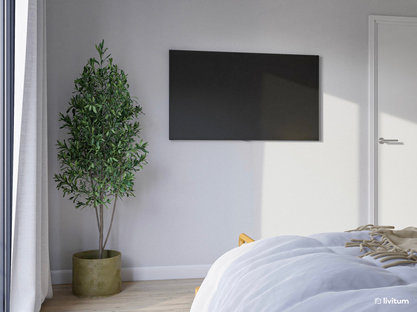 Relajado y pequeño dormitorio de 12 m² con detalles en verde
