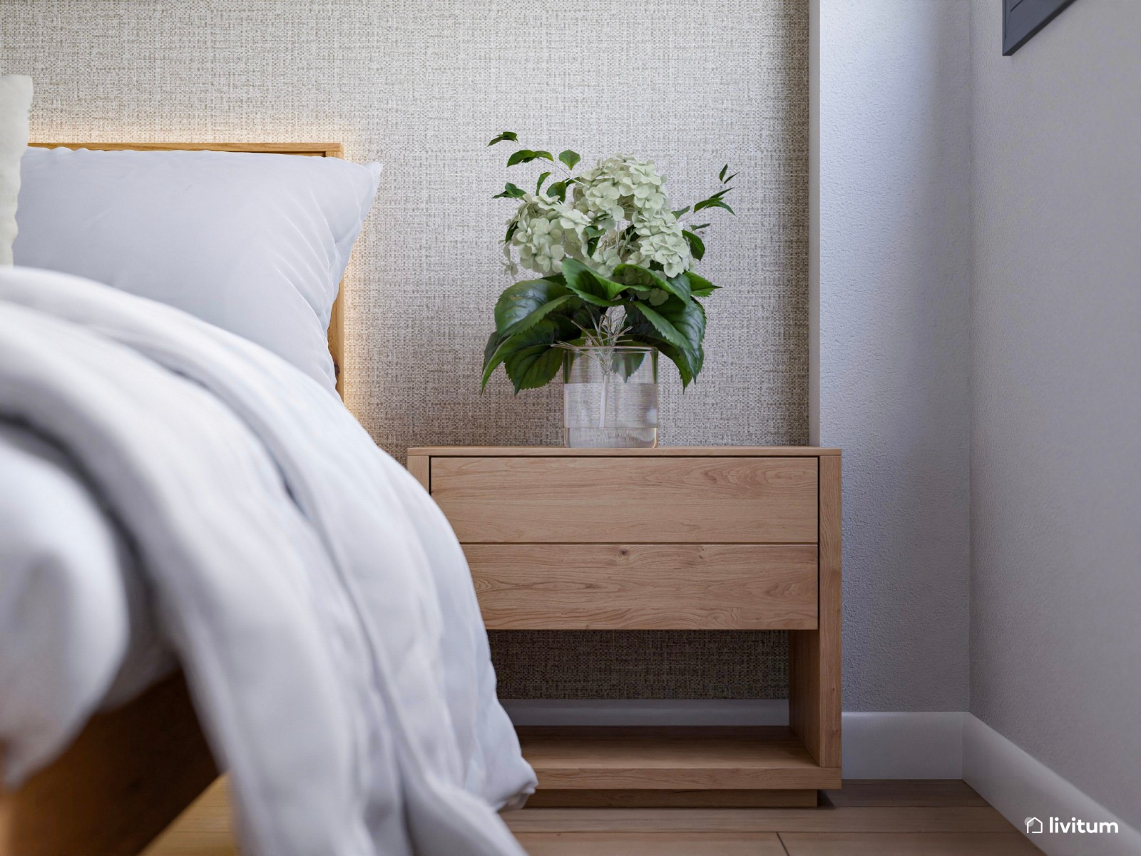  Relajante dormitorio de madera con acentos en verde musgo 