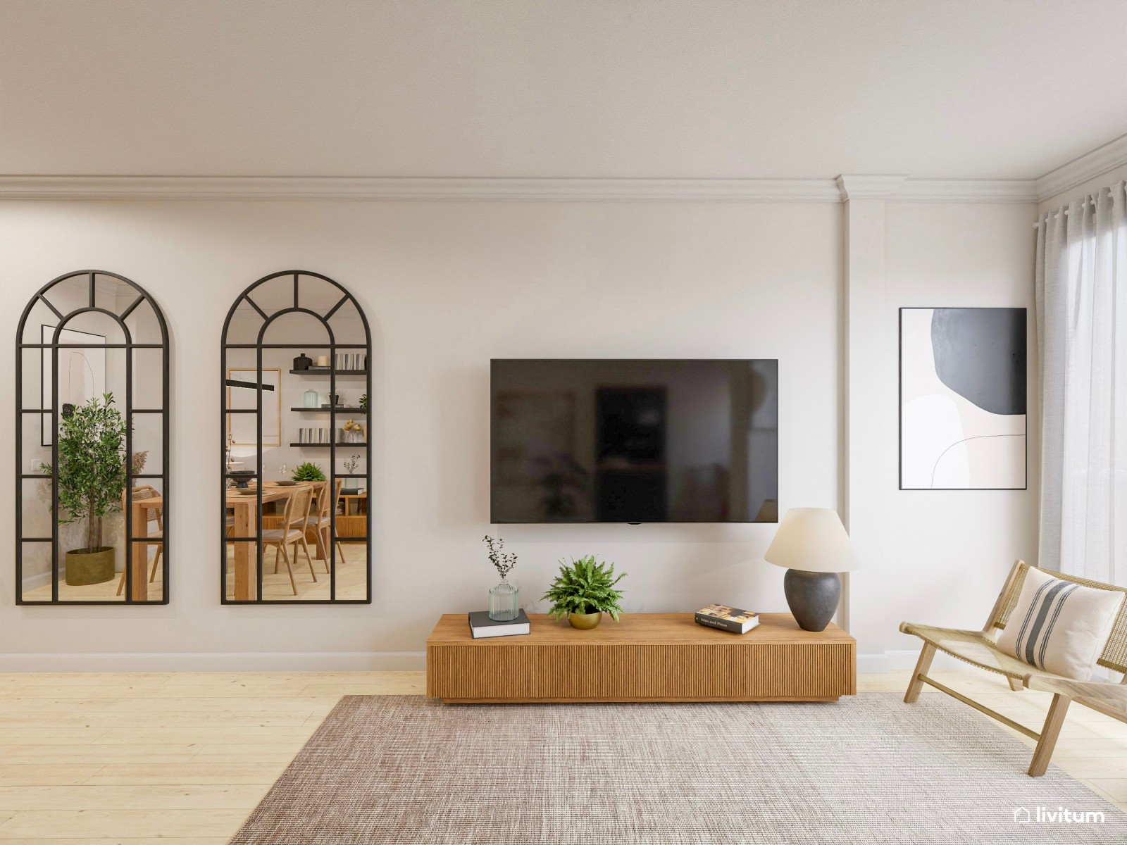  Relax total: salón abierto al comedor diseñado en tonos cálidos y luminosos