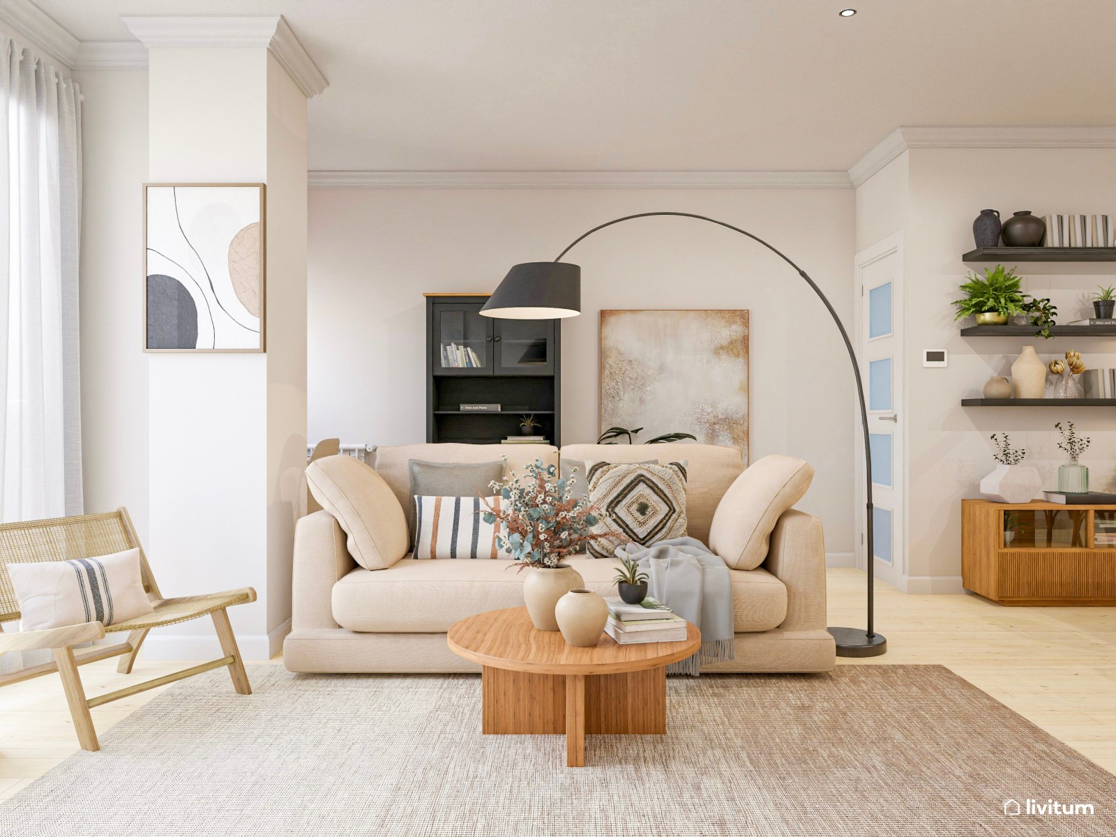  Relax total: salón abierto al comedor diseñado en tonos cálidos y luminosos