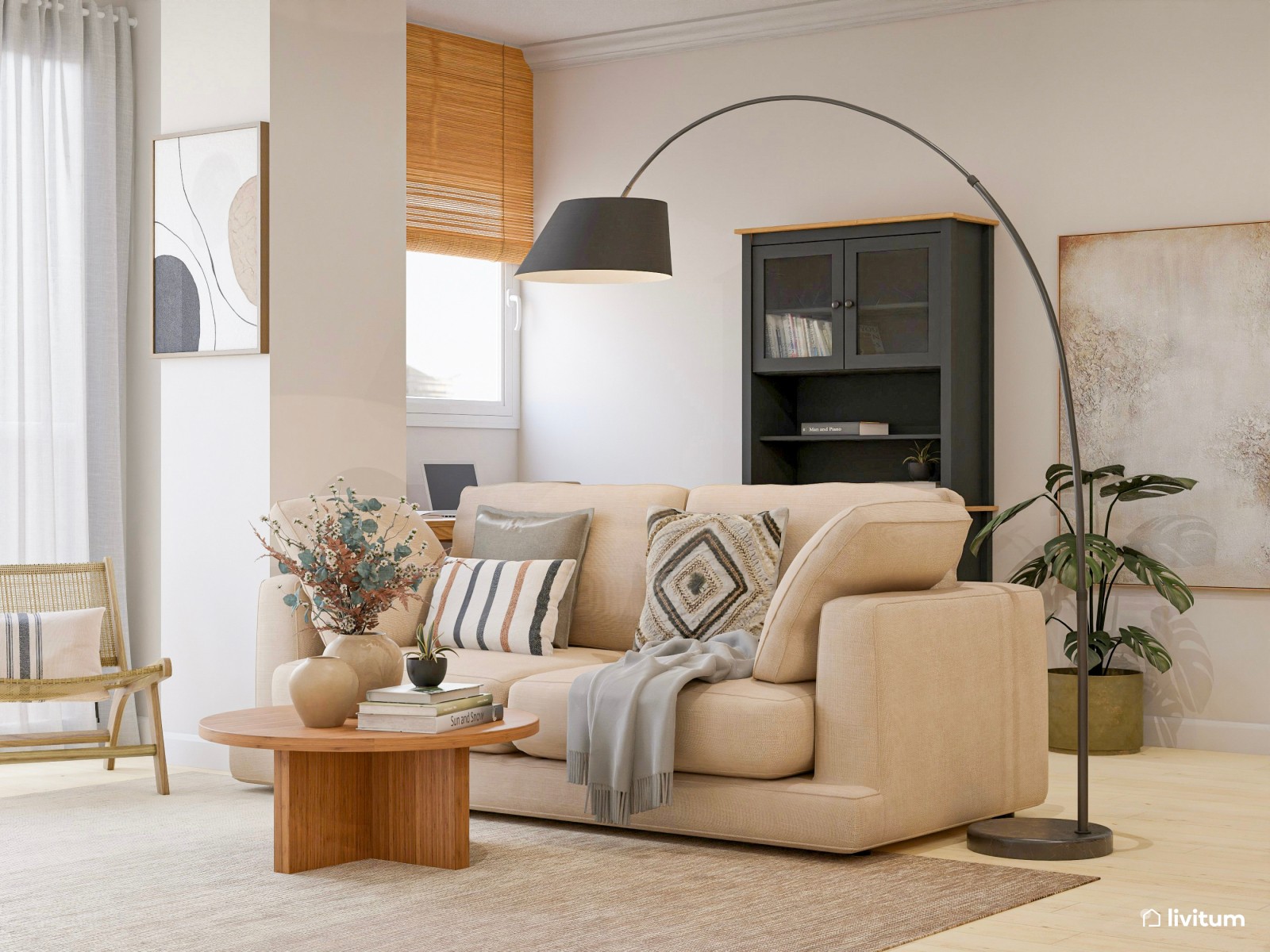  Relax total: salón abierto al comedor diseñado en tonos cálidos y luminosos