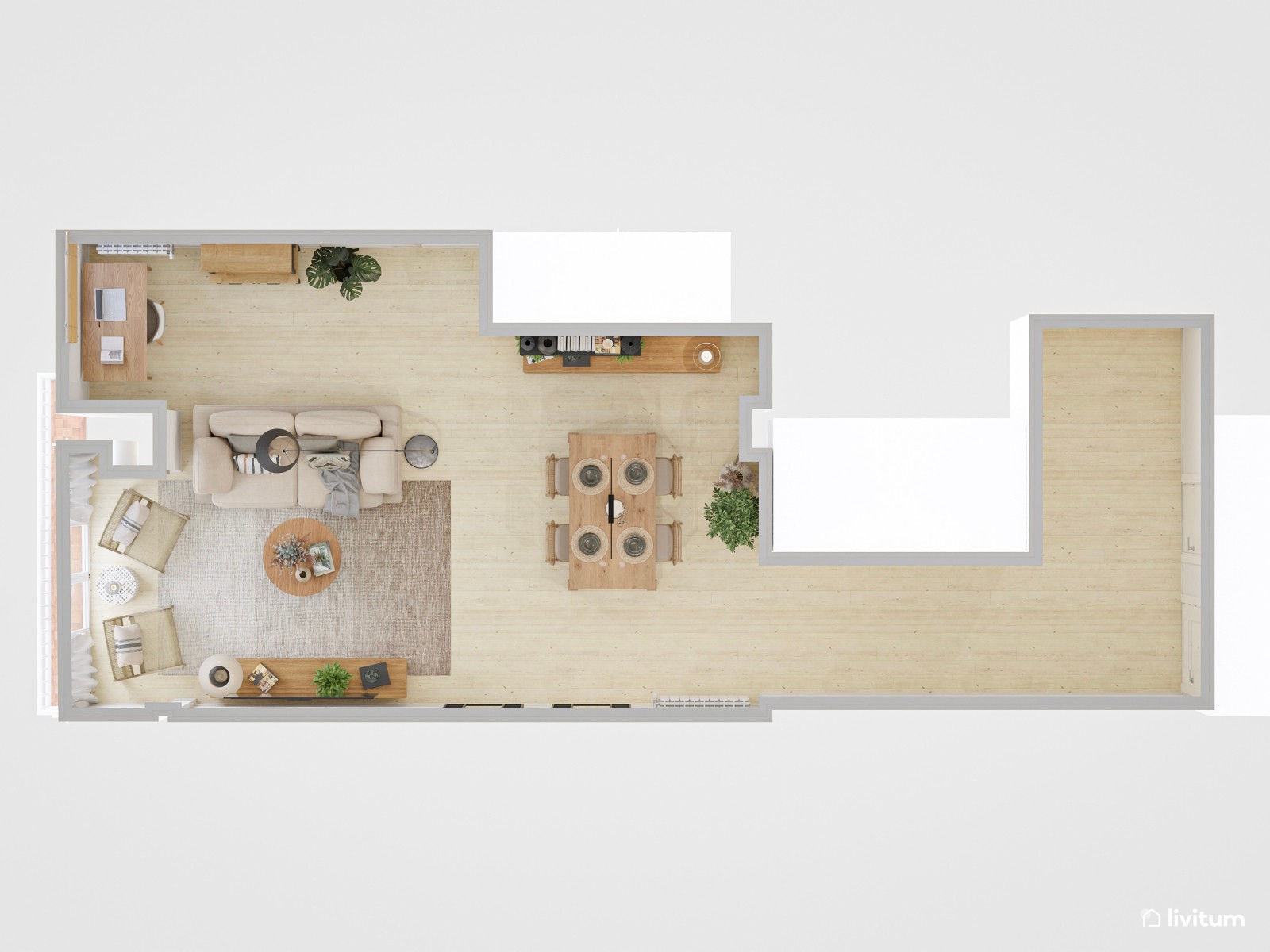  Relax total: salón abierto al comedor diseñado en tonos cálidos y luminosos