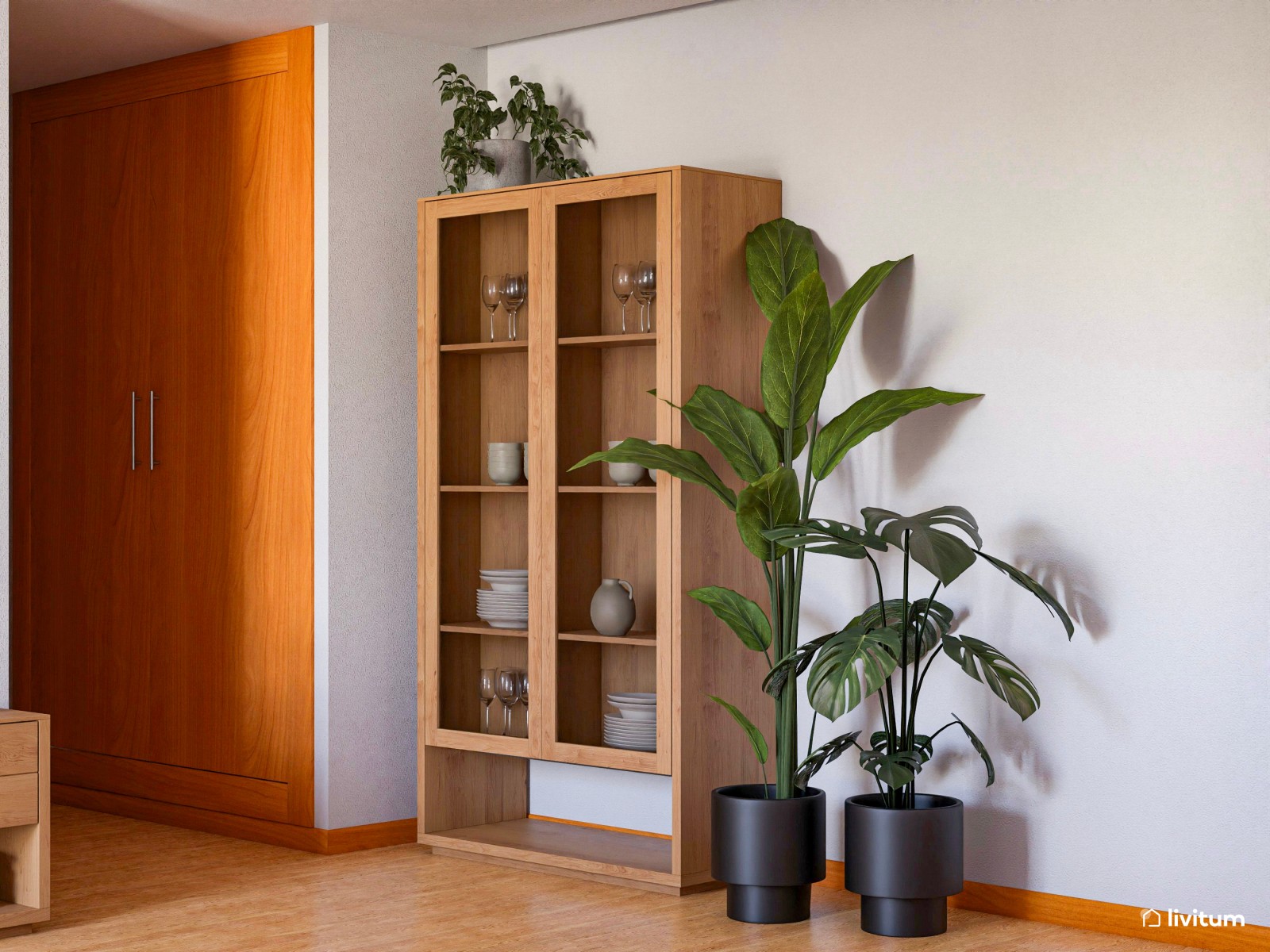 Salón alargado con una decoración moderna y fresca