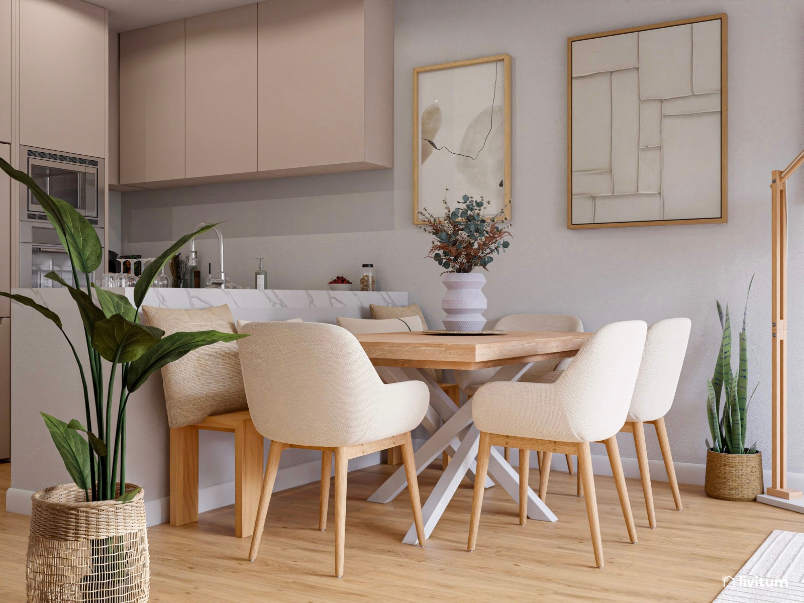 Salón alargado de líneas modernas y efecto envolvente