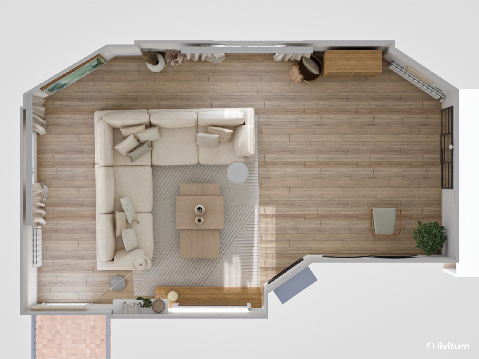  Salón clásico contemporáneo con sofás claros y acentos en verde