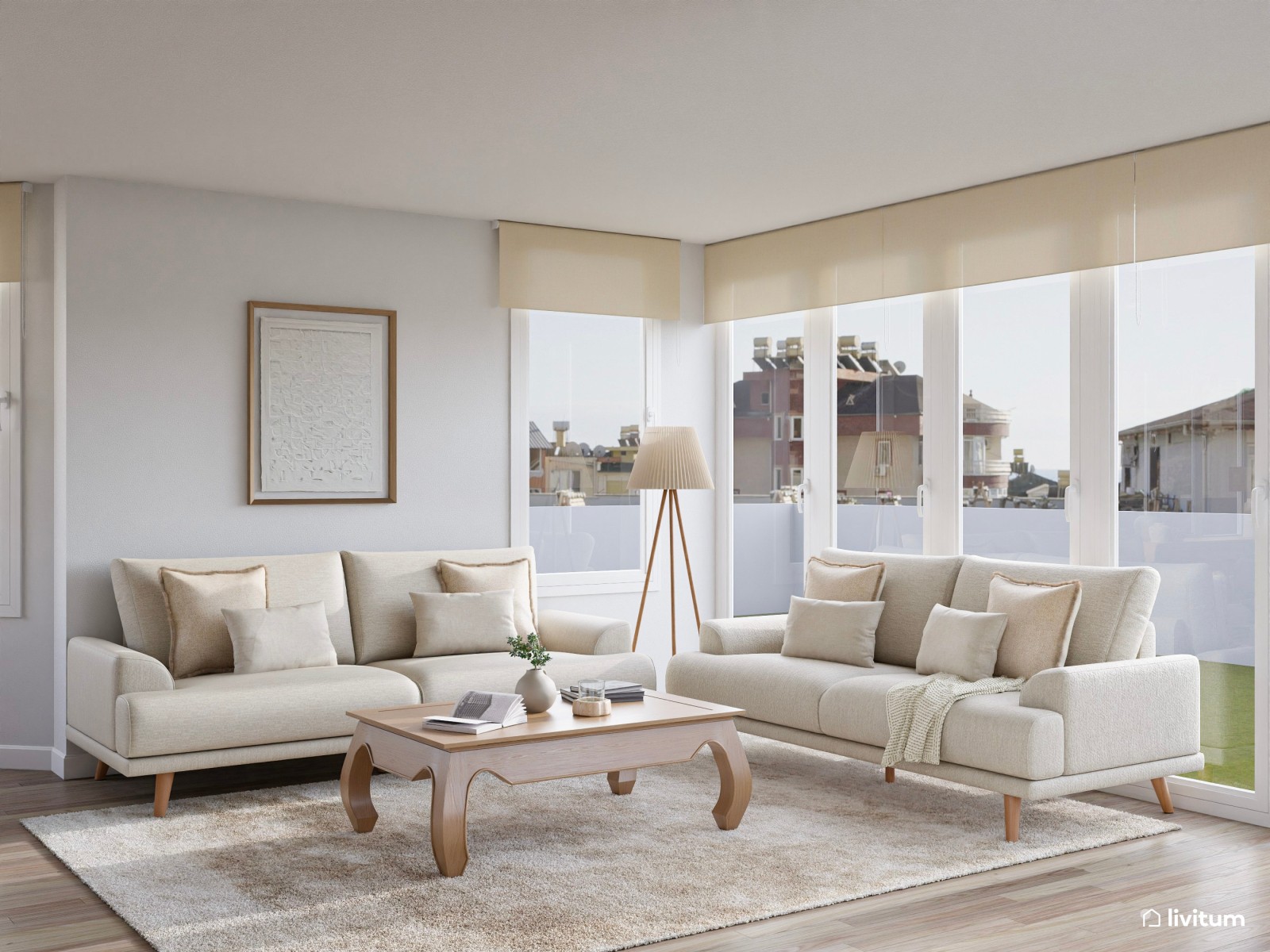 Salón clásico en planta irregular con butacas en verde musgo