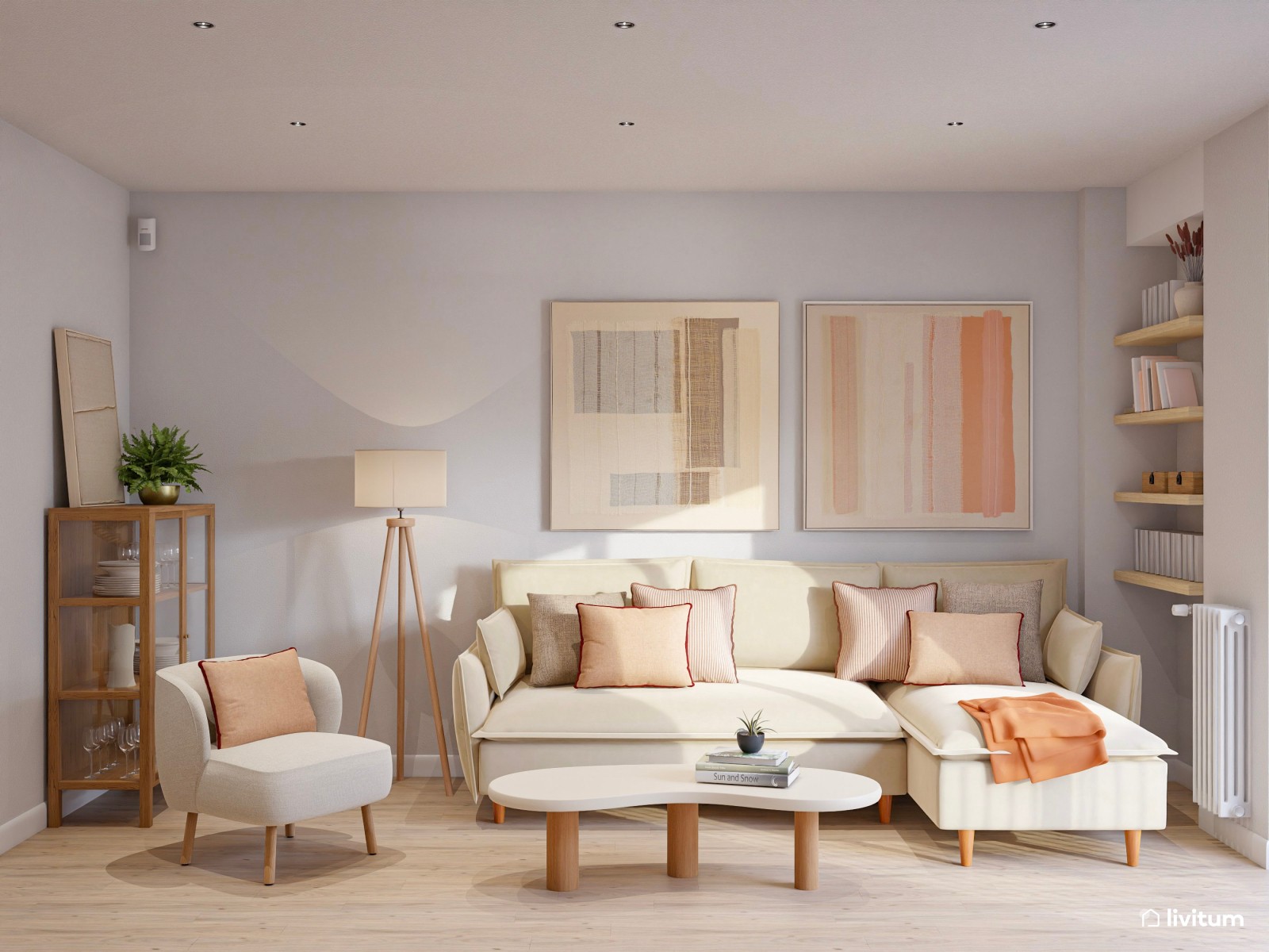 Salón comedor acogedor en madera y tonos cálidos 