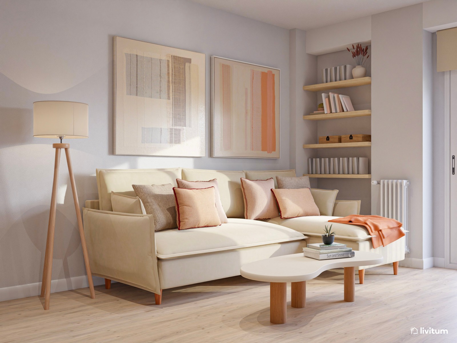 Salón comedor acogedor en madera y tonos cálidos 