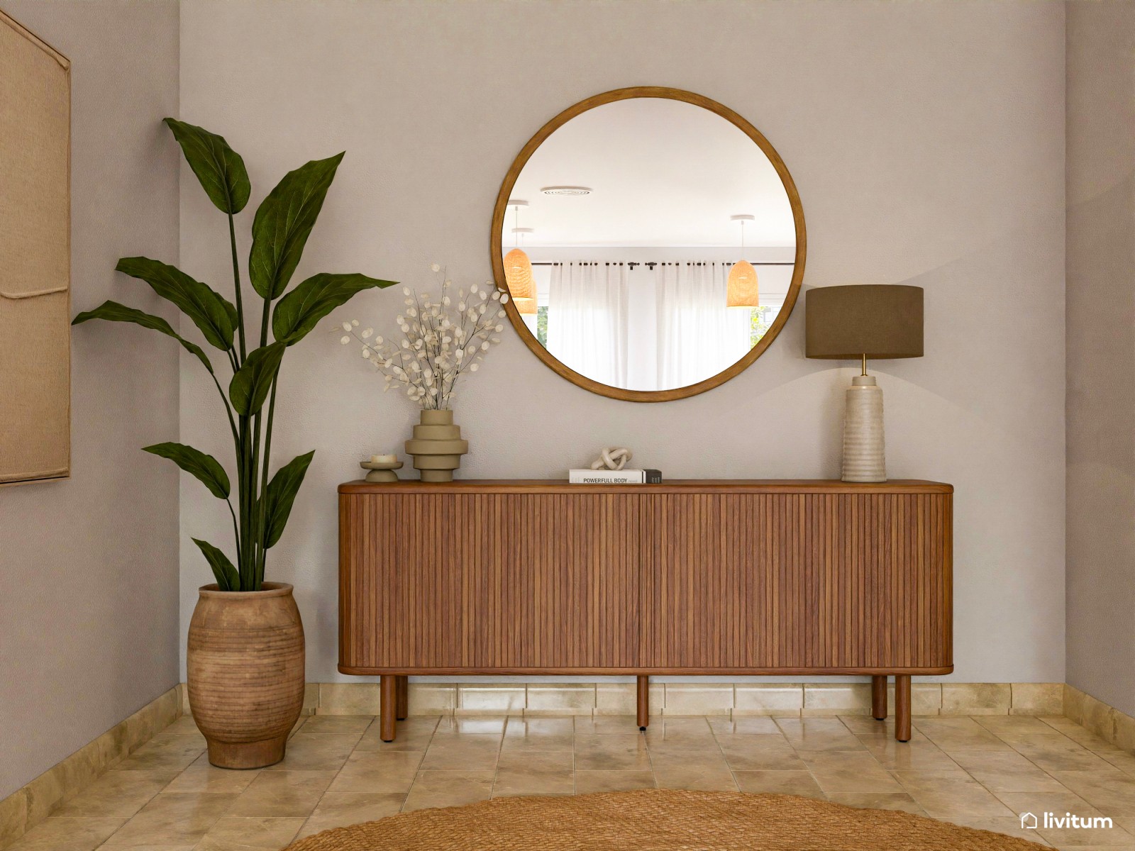 Salón comedor bohemio en colores cálidos y toques naturales