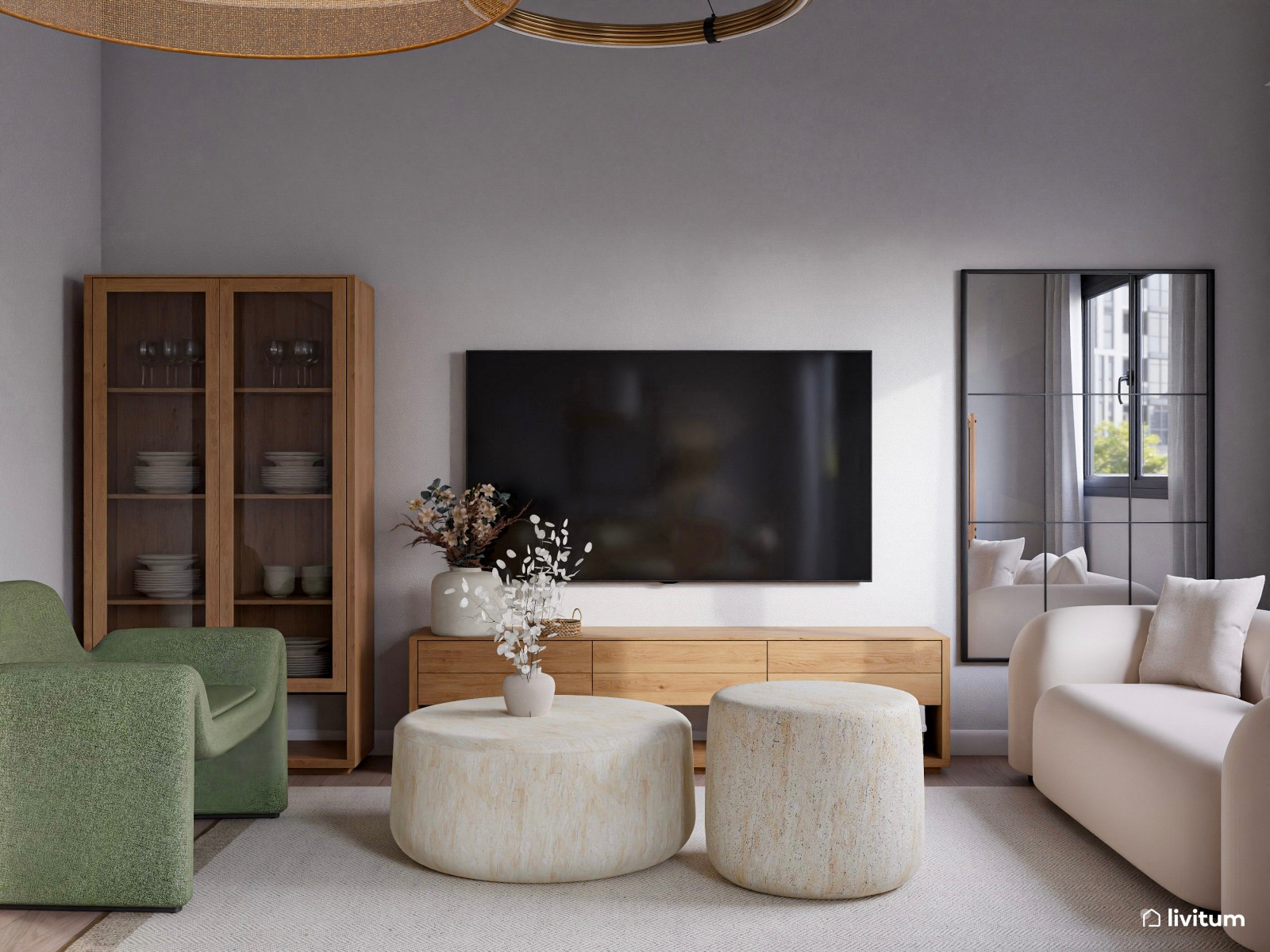 Salón comedor con atrevidos muebles bold y detalles en verde