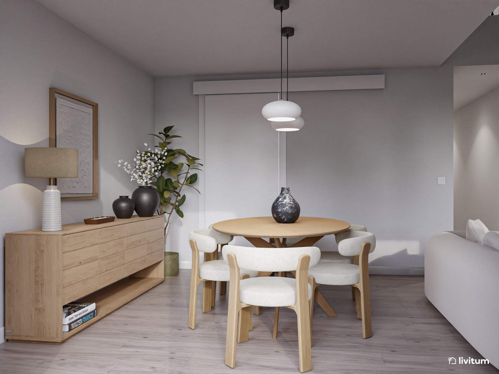 Salón comedor con atrevidos muebles bold y detalles en verde