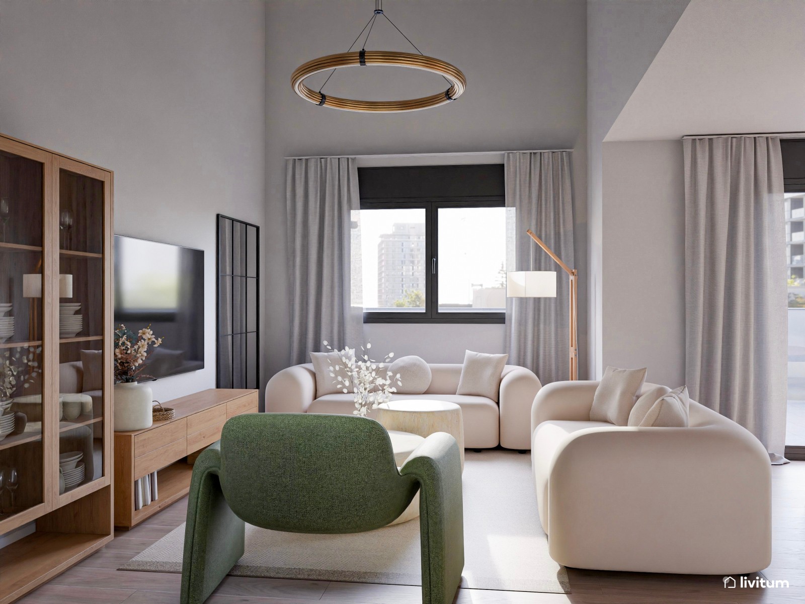 Salón comedor con atrevidos muebles bolt y detalles en verde