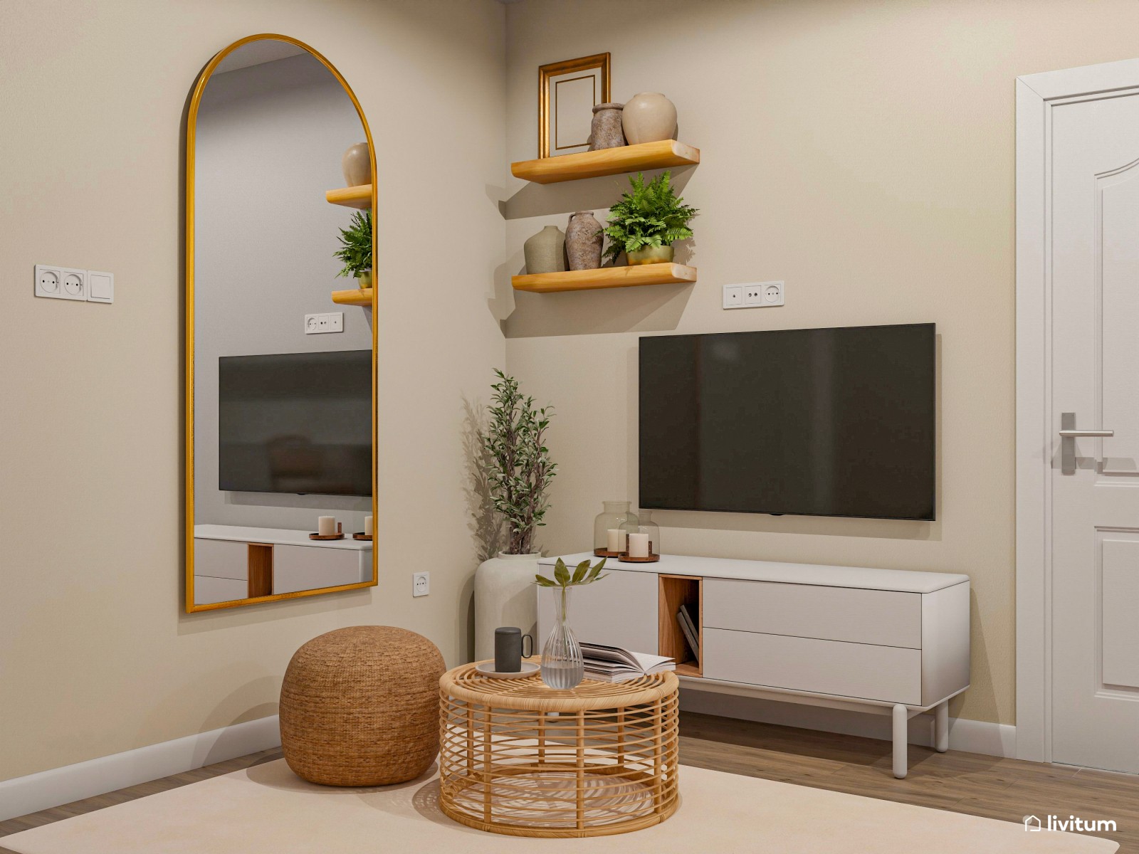 Salón comedor con cocina abierta, pequeño pero muy bien aprovechado