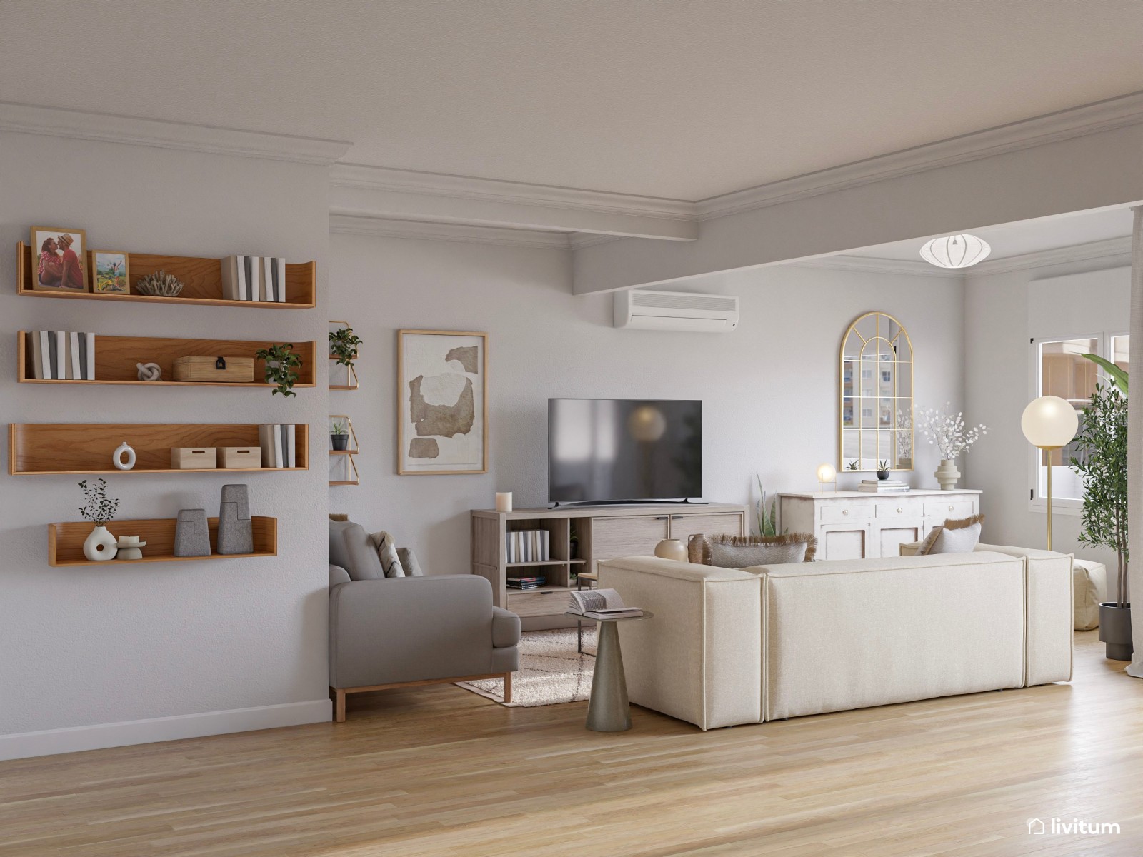 Salón comedor con detalles clásicos y vintage en blanco