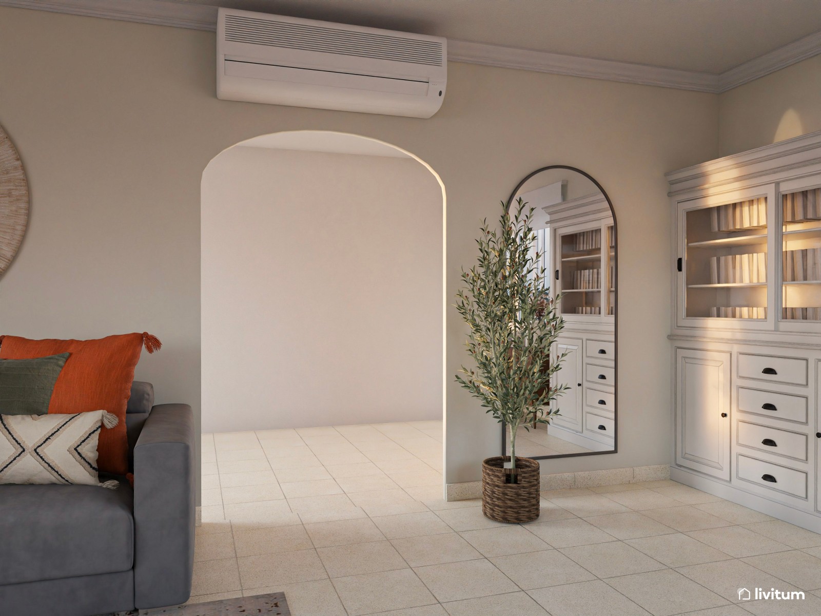 Salón comedor con el color teja como protagonista