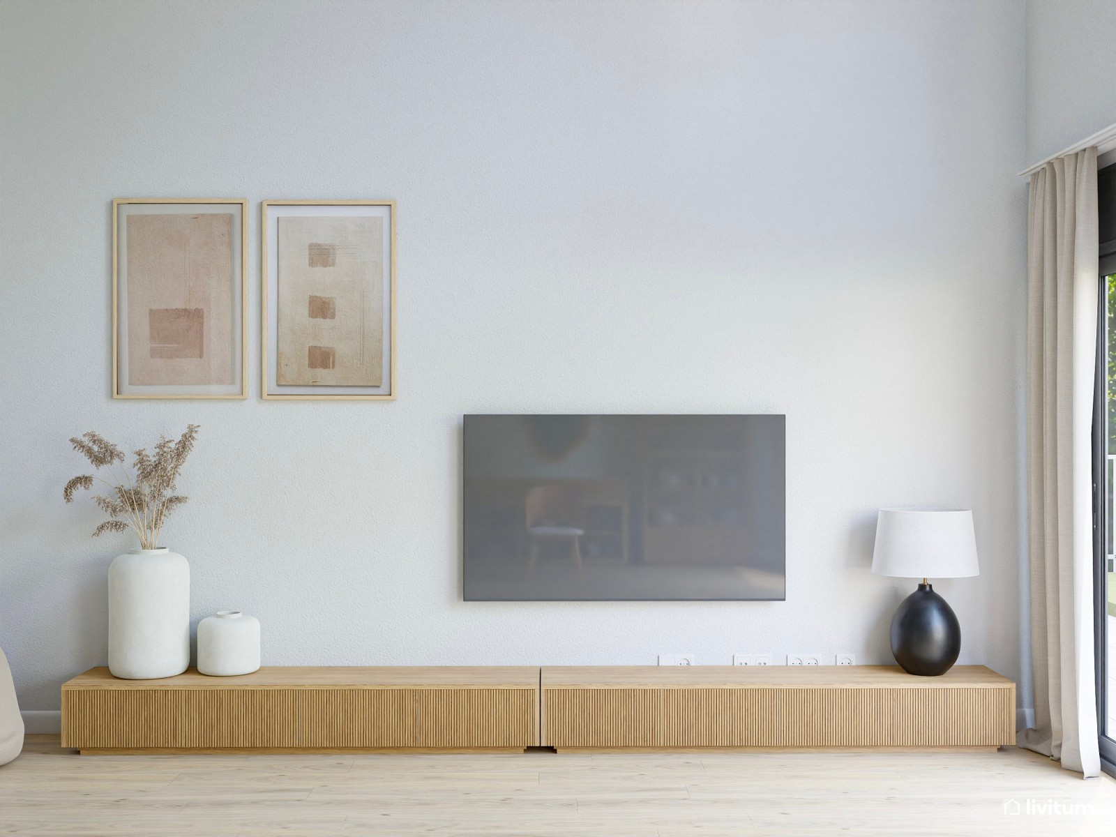 Salón comedor con techos altos de estilo nórdico y rústico