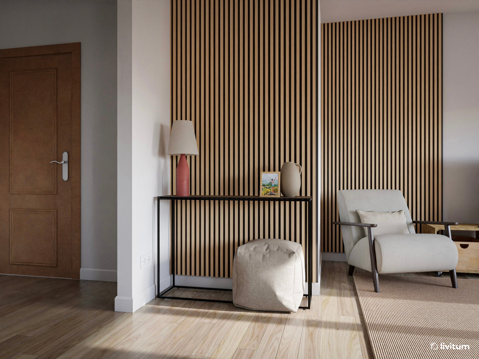 Salón comedor con una magnífica cocina con puerta de cristal 