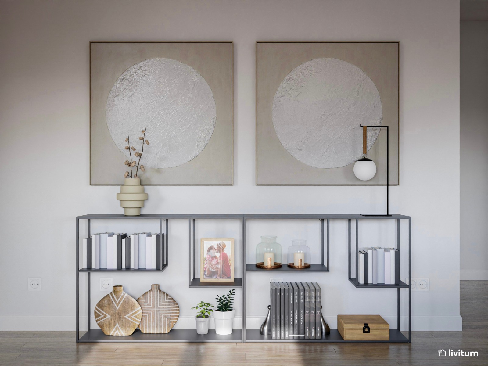 Salón comedor con una magnífica cocina con puerta de cristal 