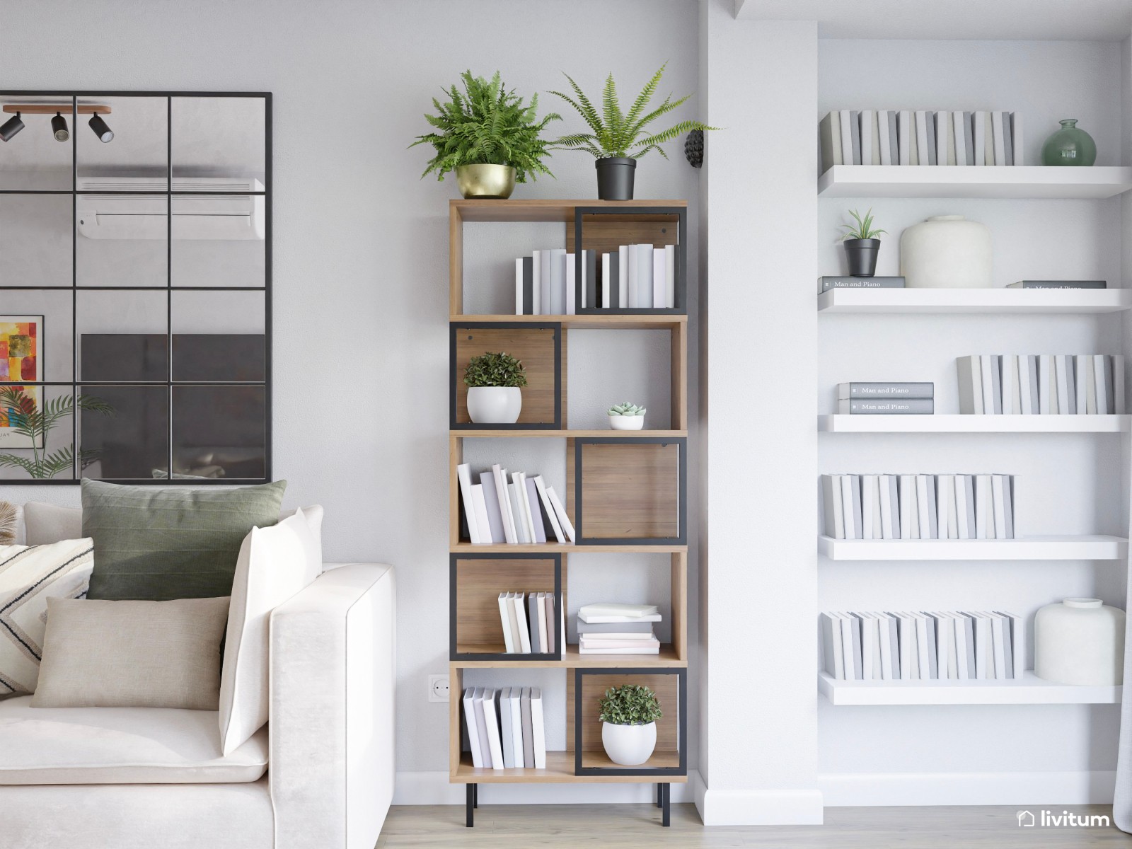 Salón comedor de 18 m² con mucho espacio de almacenaje