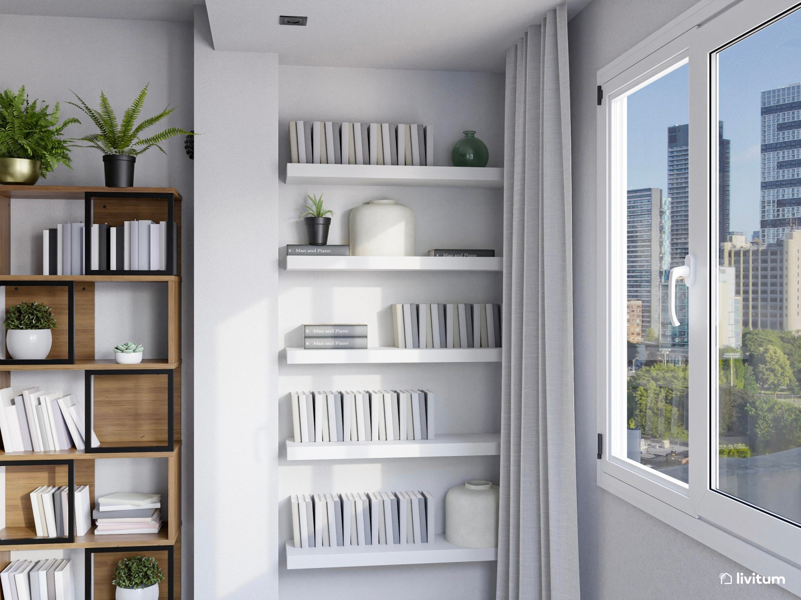 Salón comedor de 18 m² con mucho espacio de almacenaje