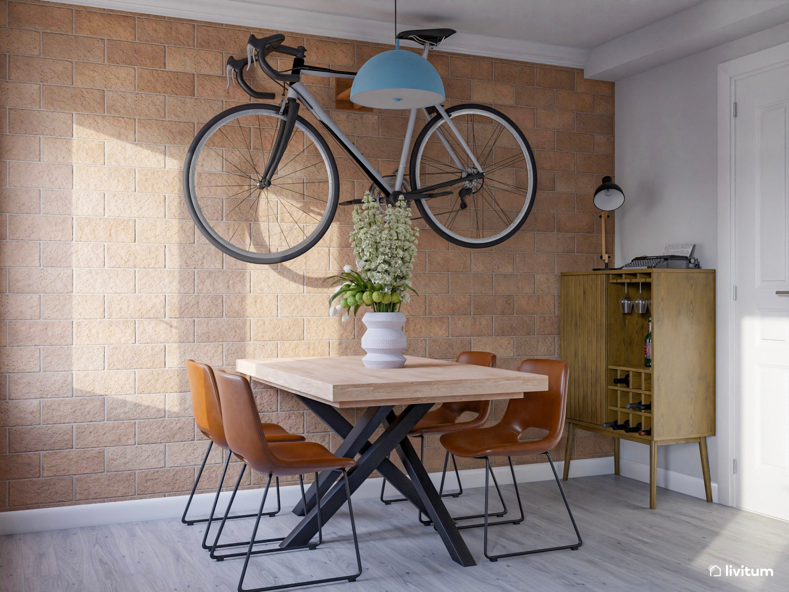 Salón comedor de 19 m² de estilo ecléctico 