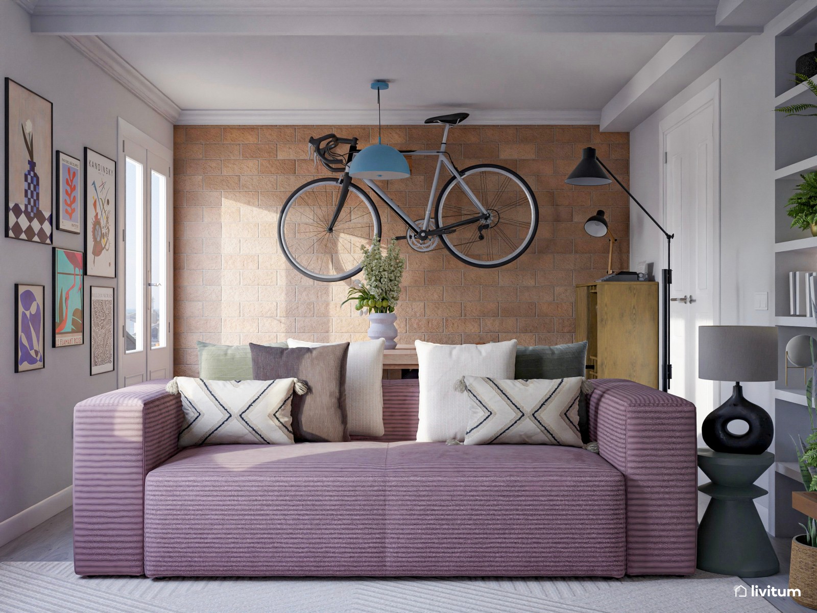 Salón comedor de 19 m² de estilo ecléctico 