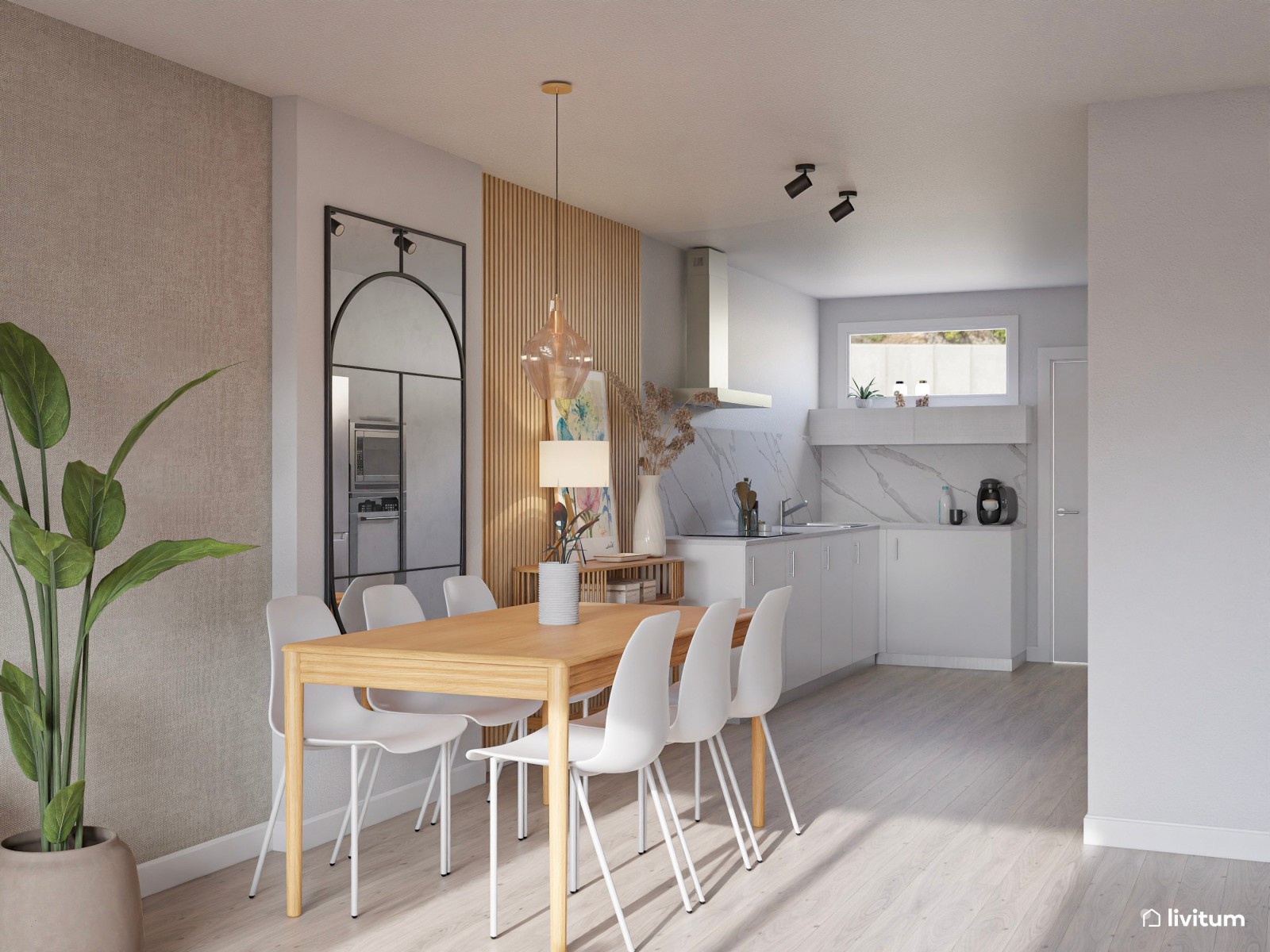  Salón comedor de diseño elegante con toques rústicos