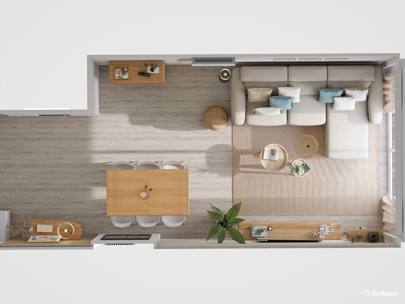  Salón comedor de diseño elegante con toques rústicos