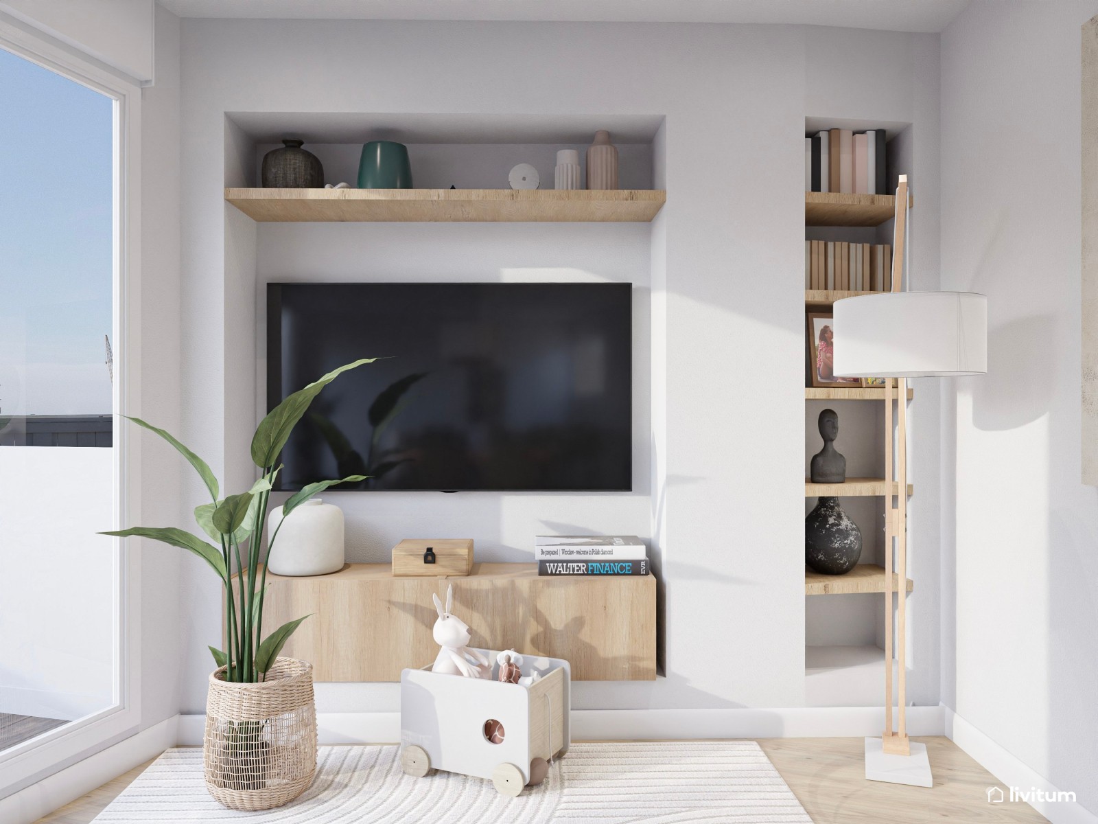 Salón comedor de estilo moderno con detalles en verde caqui y sofá rinconero