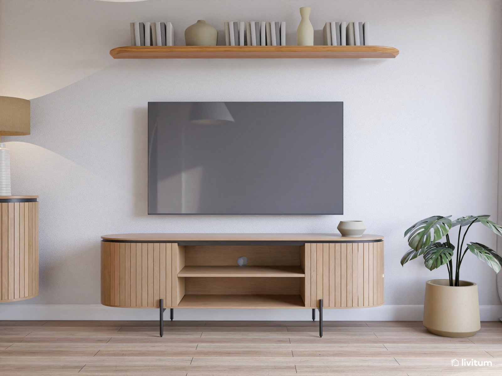 Salón comedor de estilo nórdico de 25 m² con cocina abierta