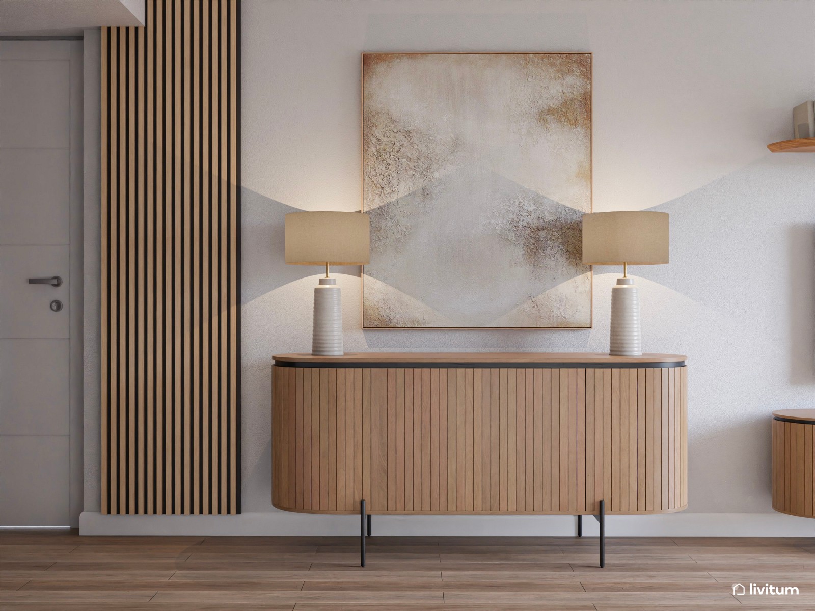 Salón comedor de estilo nórdico de 25 m² con cocina abierta