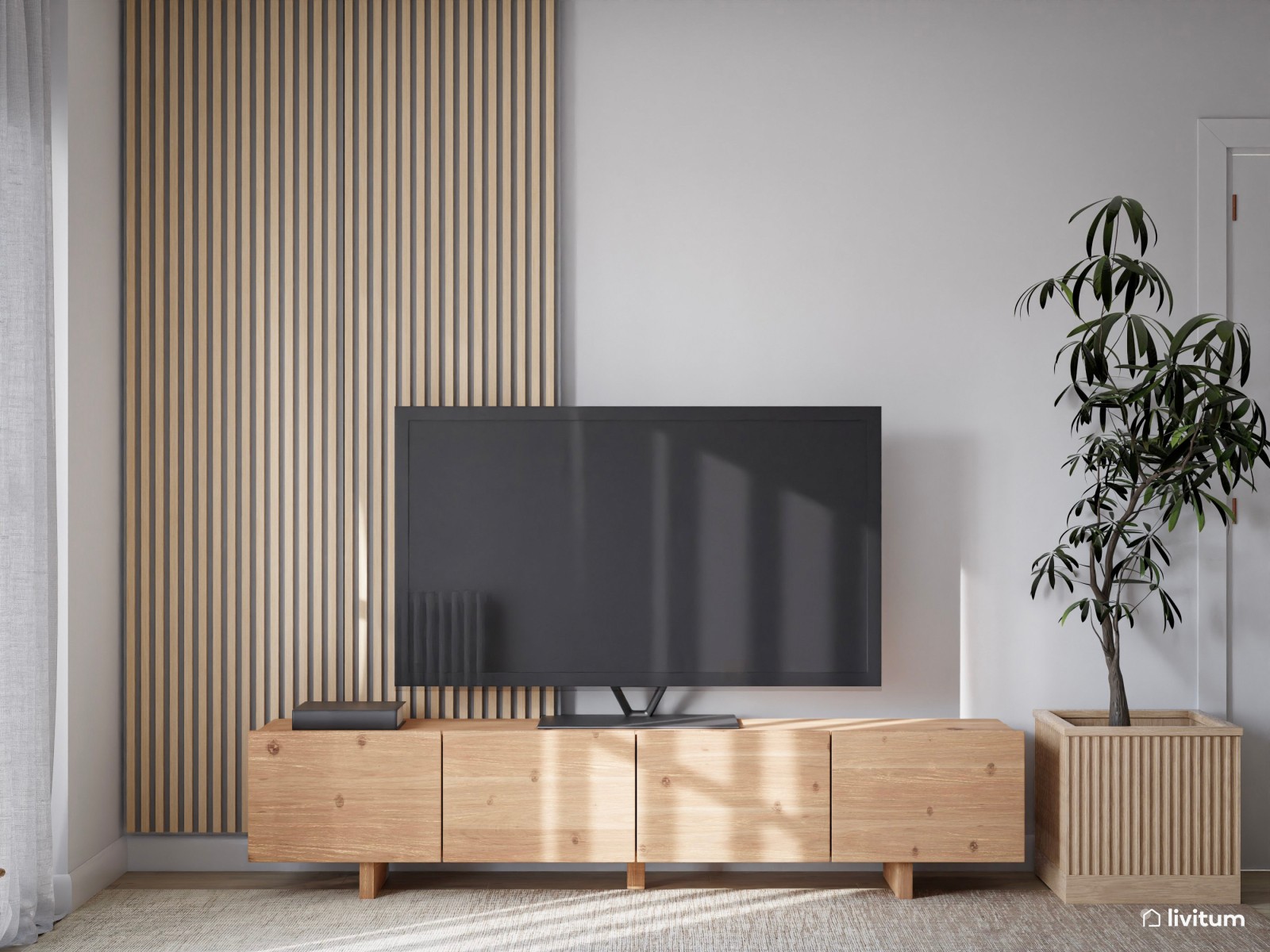 Salón comedor de estilo nórdico funcional y cálido 