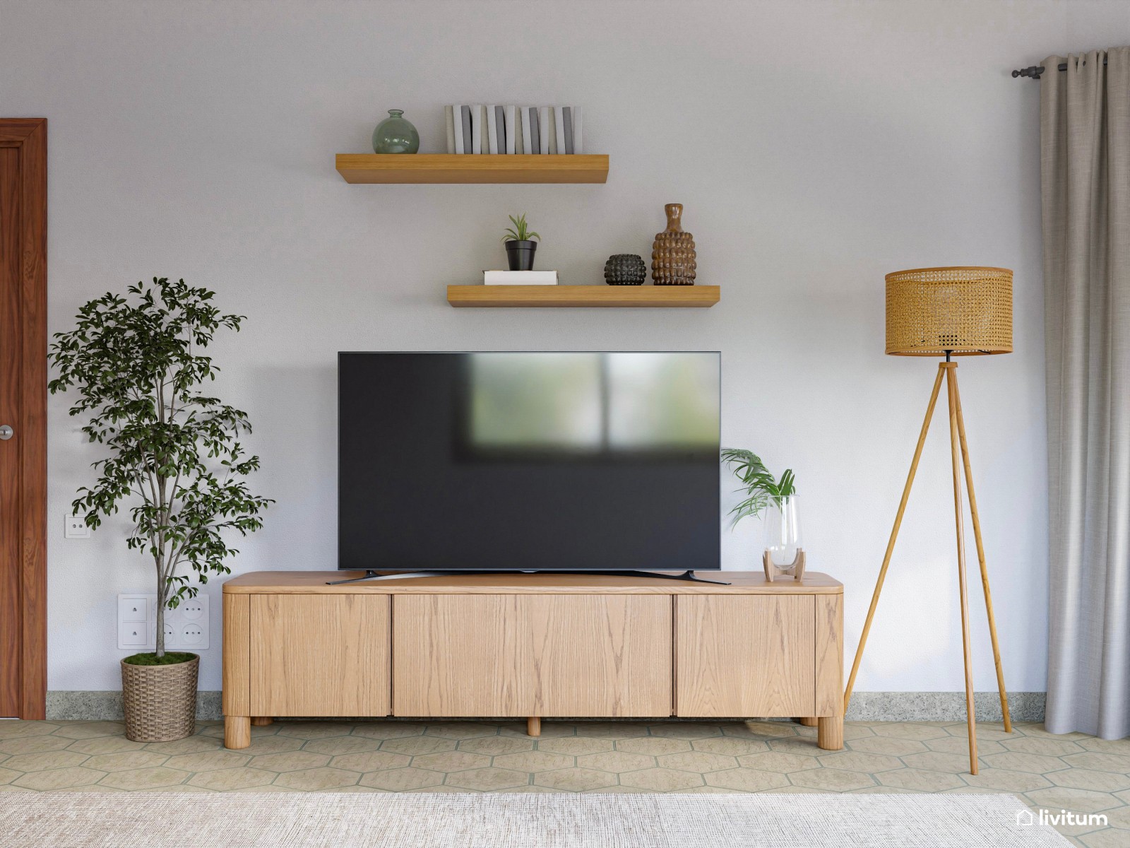 Salón comedor de estilo rústico con chimenea rinconera