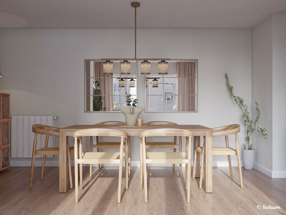 Salón comedor de estilo rústico moderno en tonos gris y tierra ...