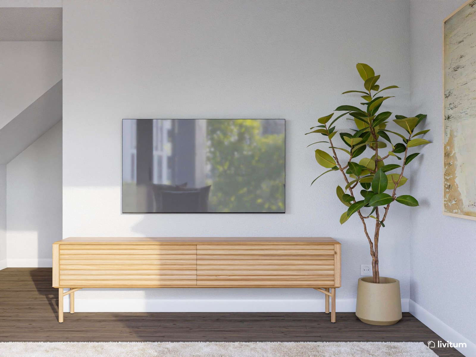  Salón comedor de líneas suaves y muebles tejidos