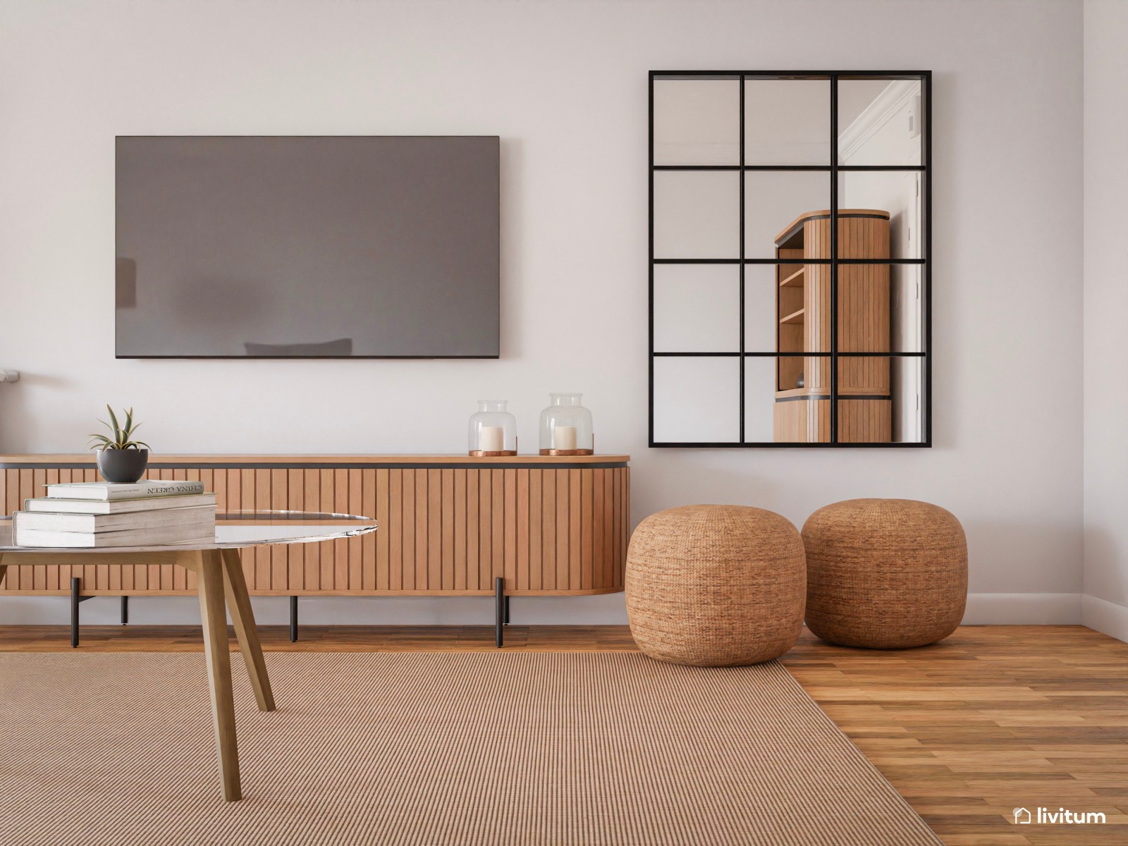 Mesa de comedor de diseño en madera de acacia y acero pintado