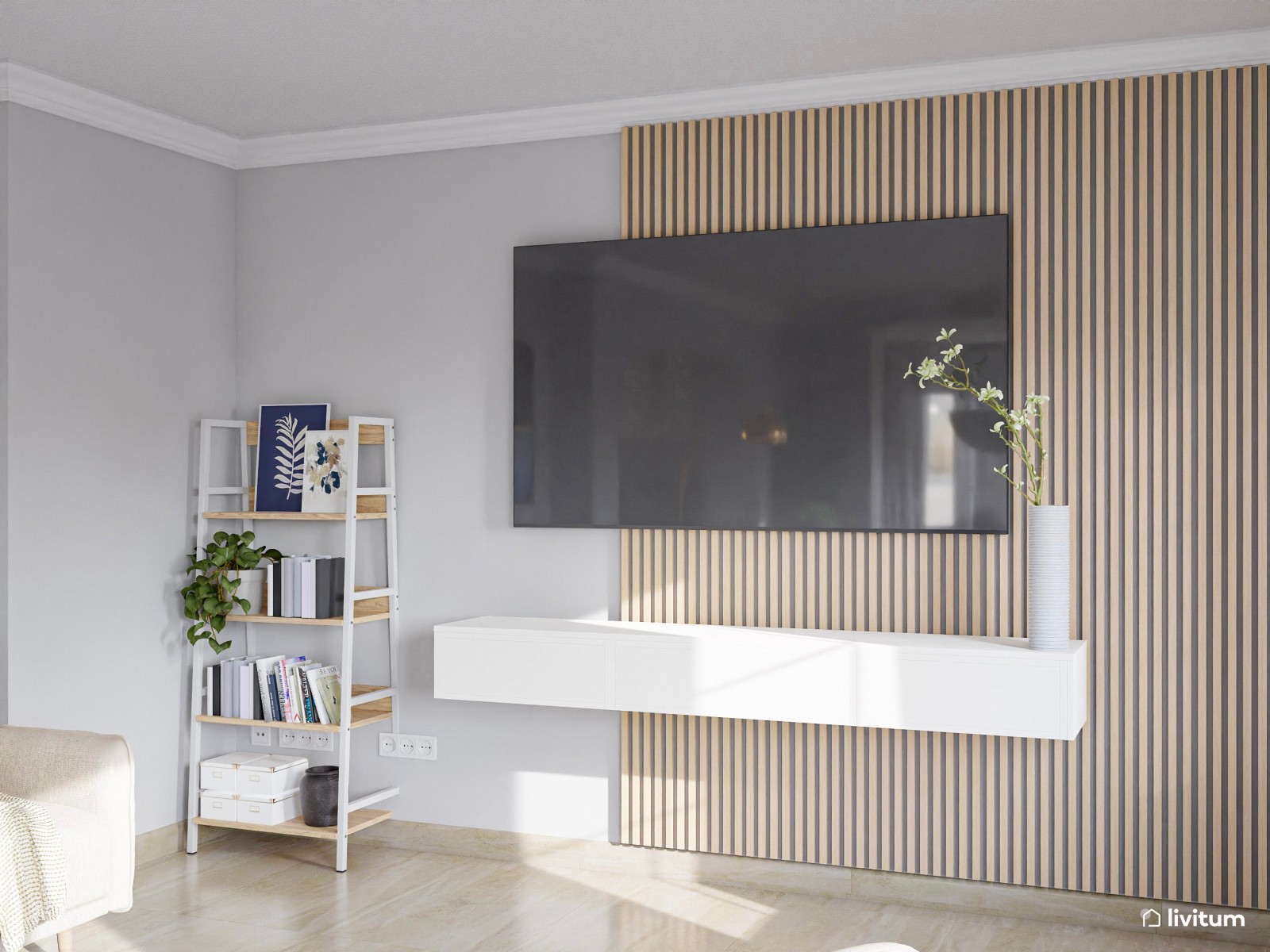 Salón comedor moderno con llamativos colores azul y mostaza