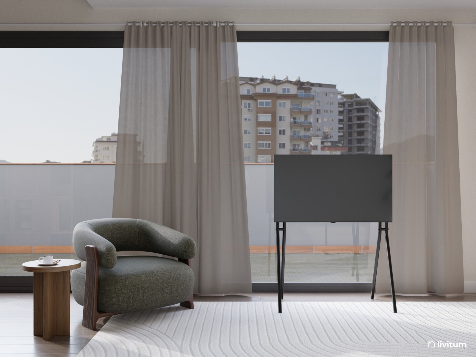 Salón comedor moderno con muebles ligeros y elegancia discreta