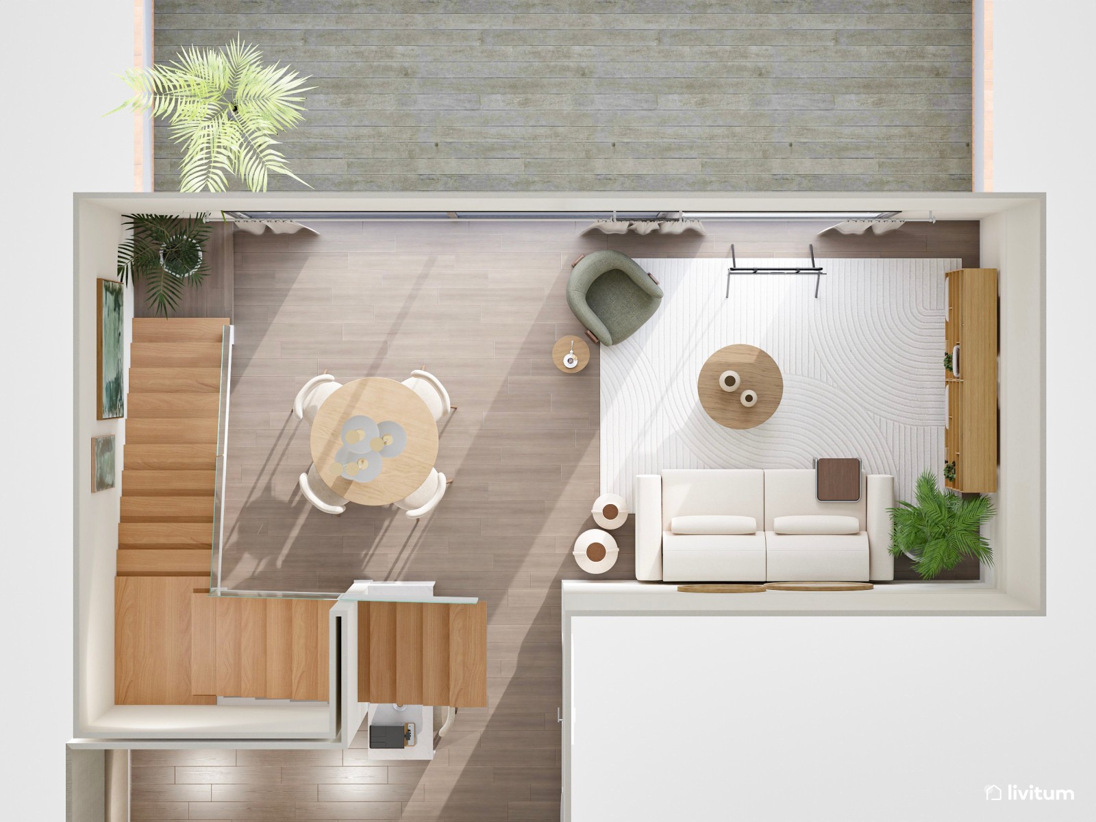 Salón comedor moderno con muebles ligeros y elegancia discreta