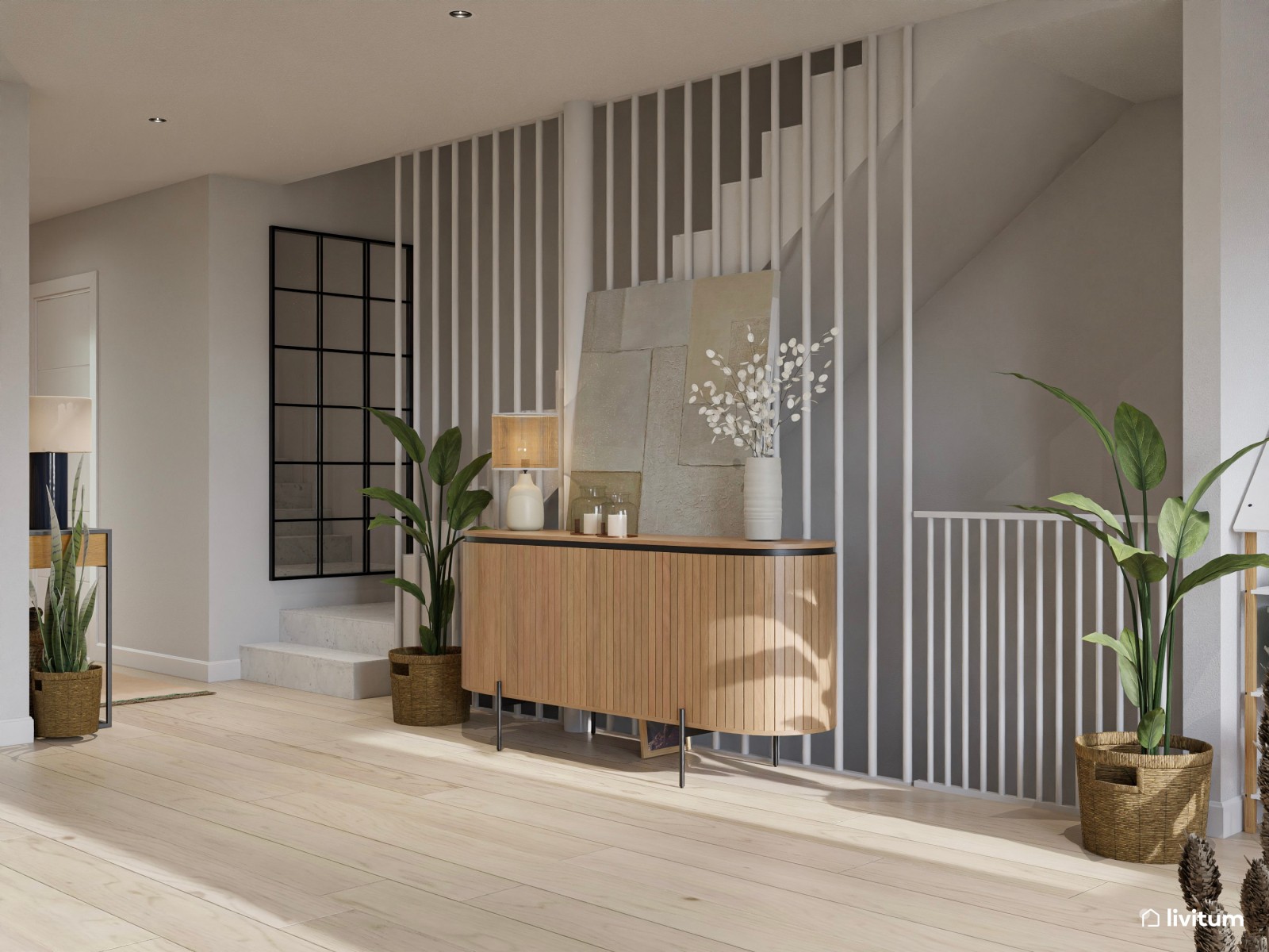 Salón comedor moderno con zona de juegos, color y chimenea 