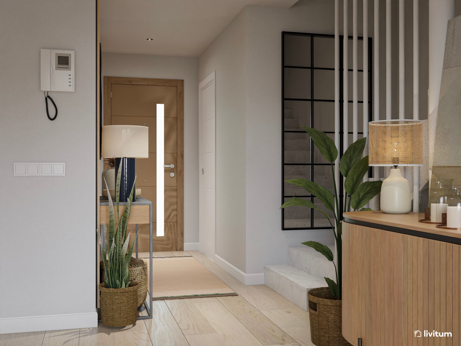 Salón comedor moderno con zona de juegos, color y chimenea 