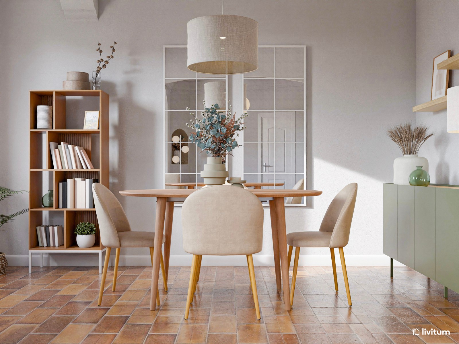 Salón comedor moderno en espacio con arquitectura singular