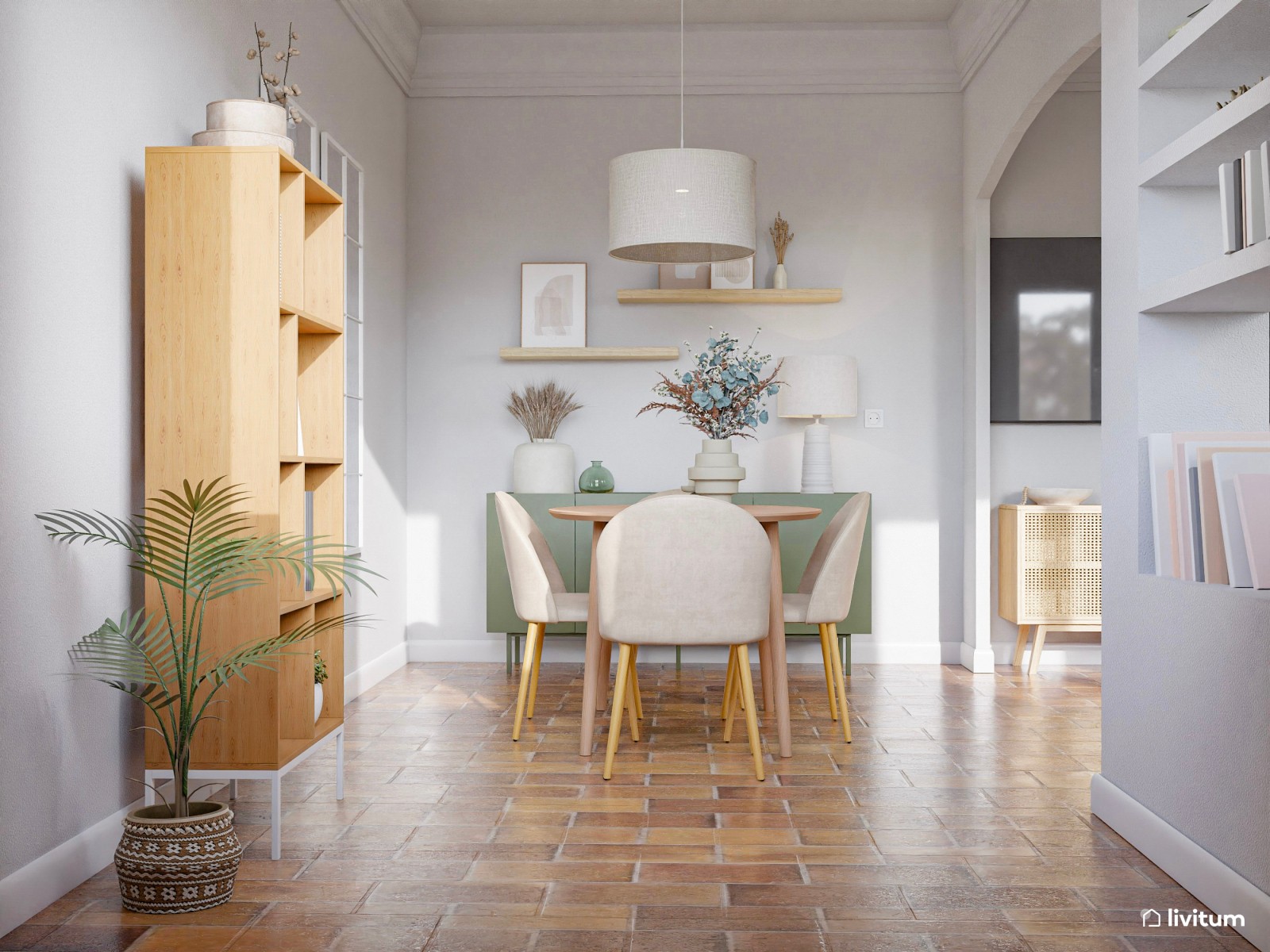 Salón comedor moderno en espacio con arquitectura singular