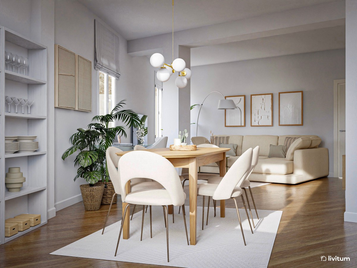 Salón comedor moderno lleno de luz y comodidad