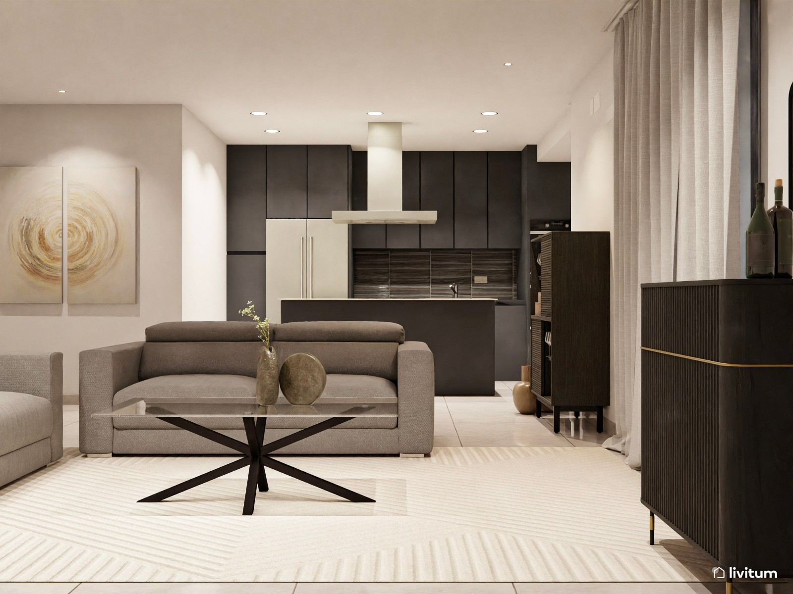 Salón comedor moderno y minimalista 